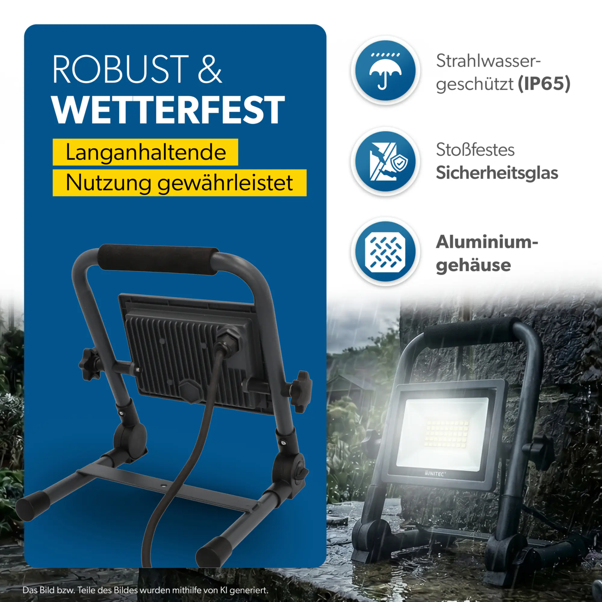 UniTec LED Baustrahler anthrazit tragbar 35 W 4250 lm 
