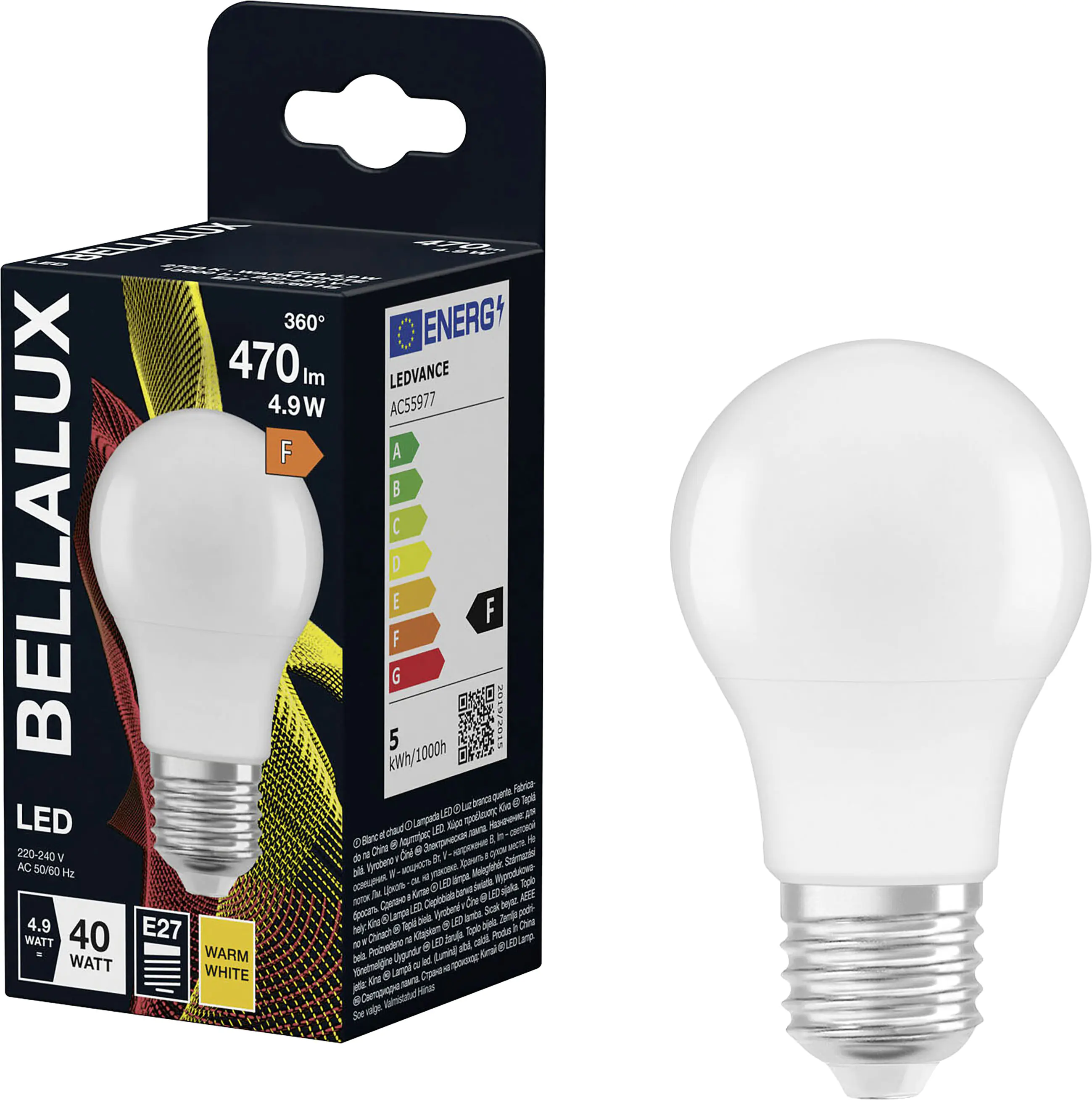 Bellalux LED Leuchtmittel Klassik CLA40 E27 4,9 W warmweiß matt