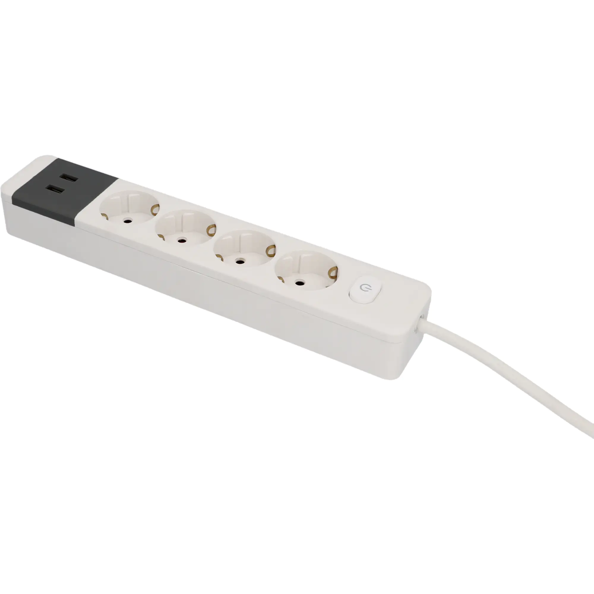 Unitec Tischsteckdose 4-fach, 2x USB 1,4 m mit Schalter, weiß/anthrazit