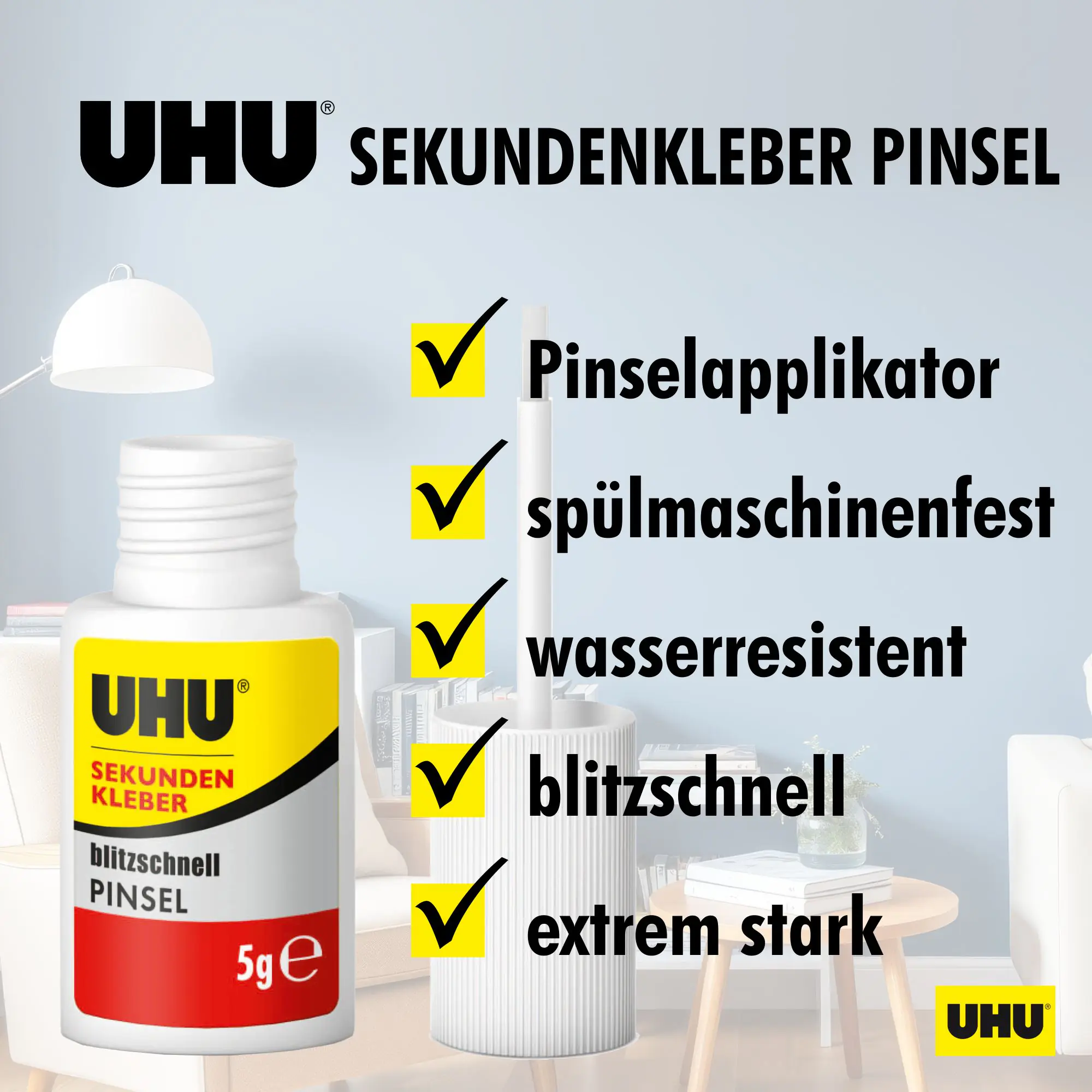 UHU Sekundenkleber blitzschnell Pinsel flüssig 5 g