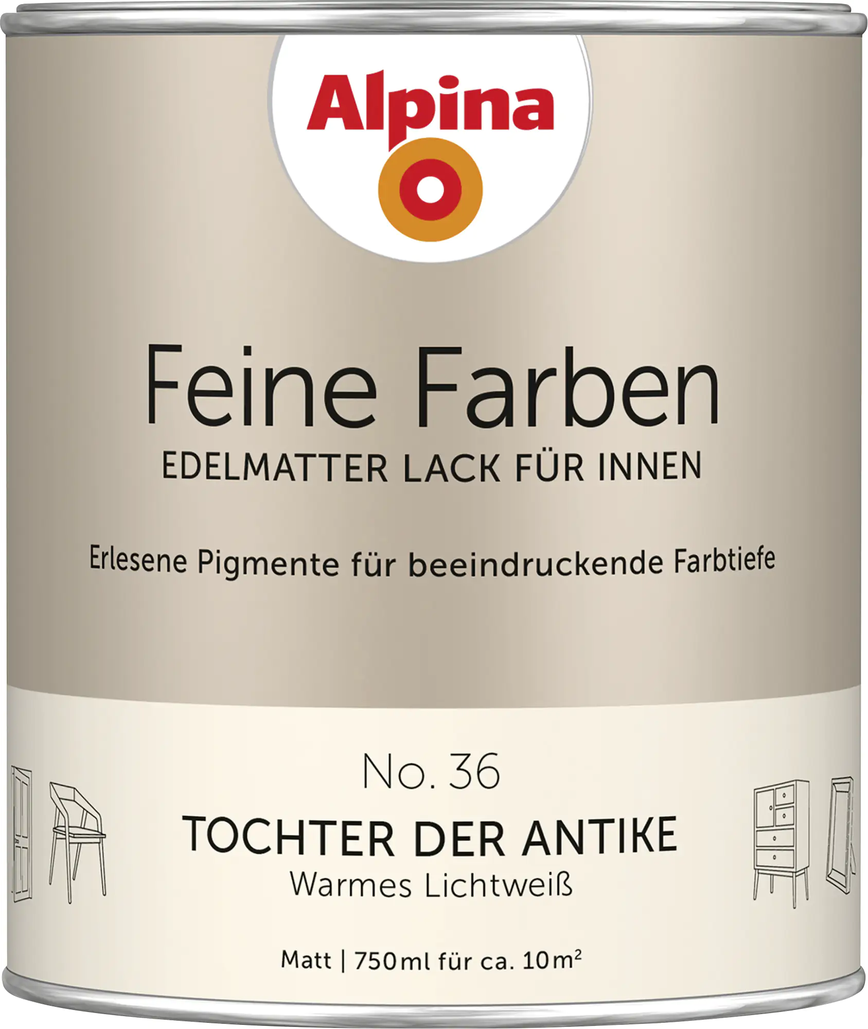 Alpina Feine Farben Lack No. 36 Tochter der Antike  lichtweiß edelmatt 750 ml Alpina Feine Farben Lack No. 36 Tochter der Antike  lichtweiß edelmatt 750 ml