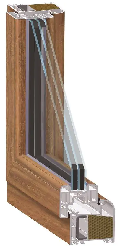 Meeth Fenster 50 x 150 cm DIN rechts 1 flügelig Dreh-Kipp golden Oak