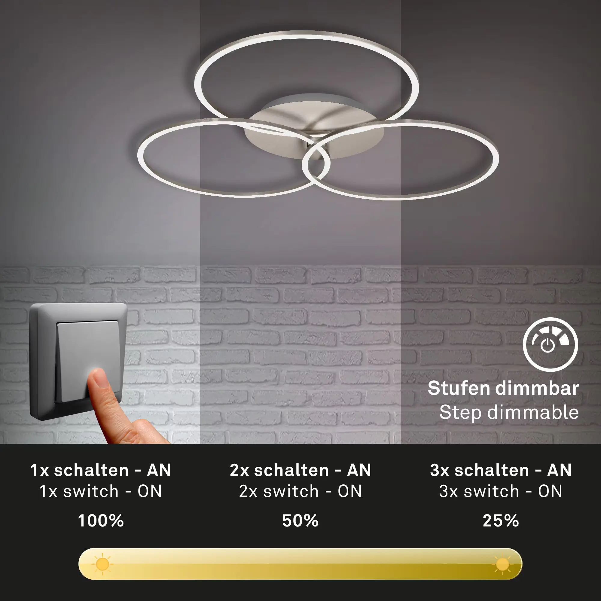 Briloner LED-Deckenleuchte Frame drehbar matt-nickel 40W Briloner LED-Deckenleuchte Frame drehbar matt-nickel 40W