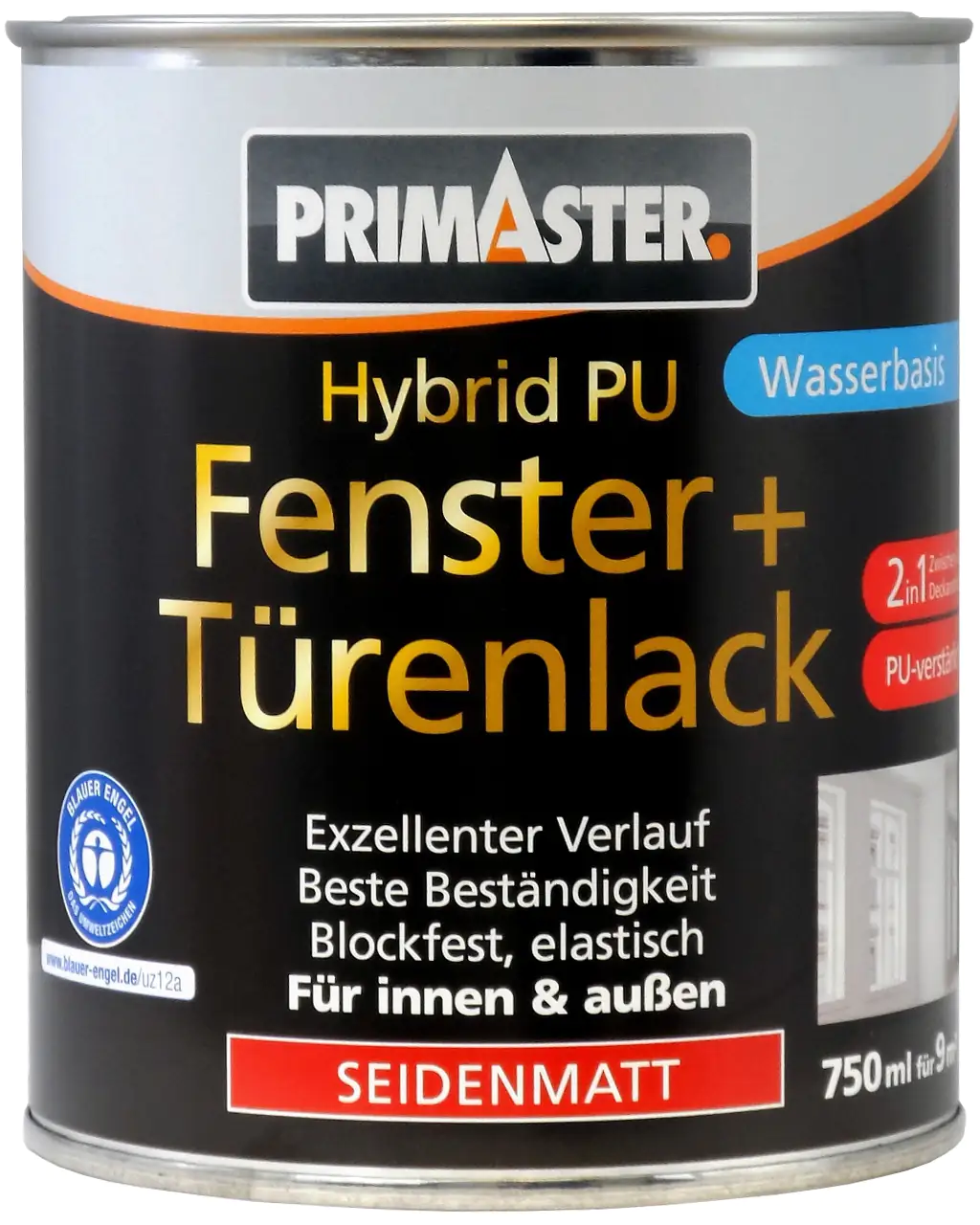 Primaster Hybrid-PU Fenster- u. Türenlack 750 ml weiß seidenmatt