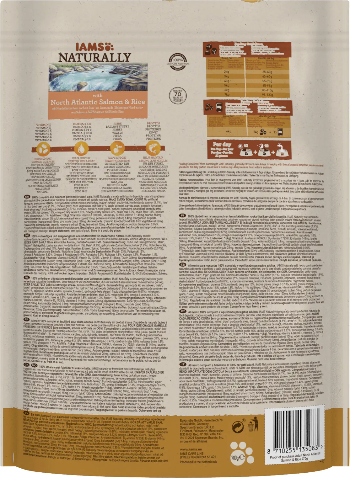 Iams Naturally Katzentrockenfutter Lachs 700 g