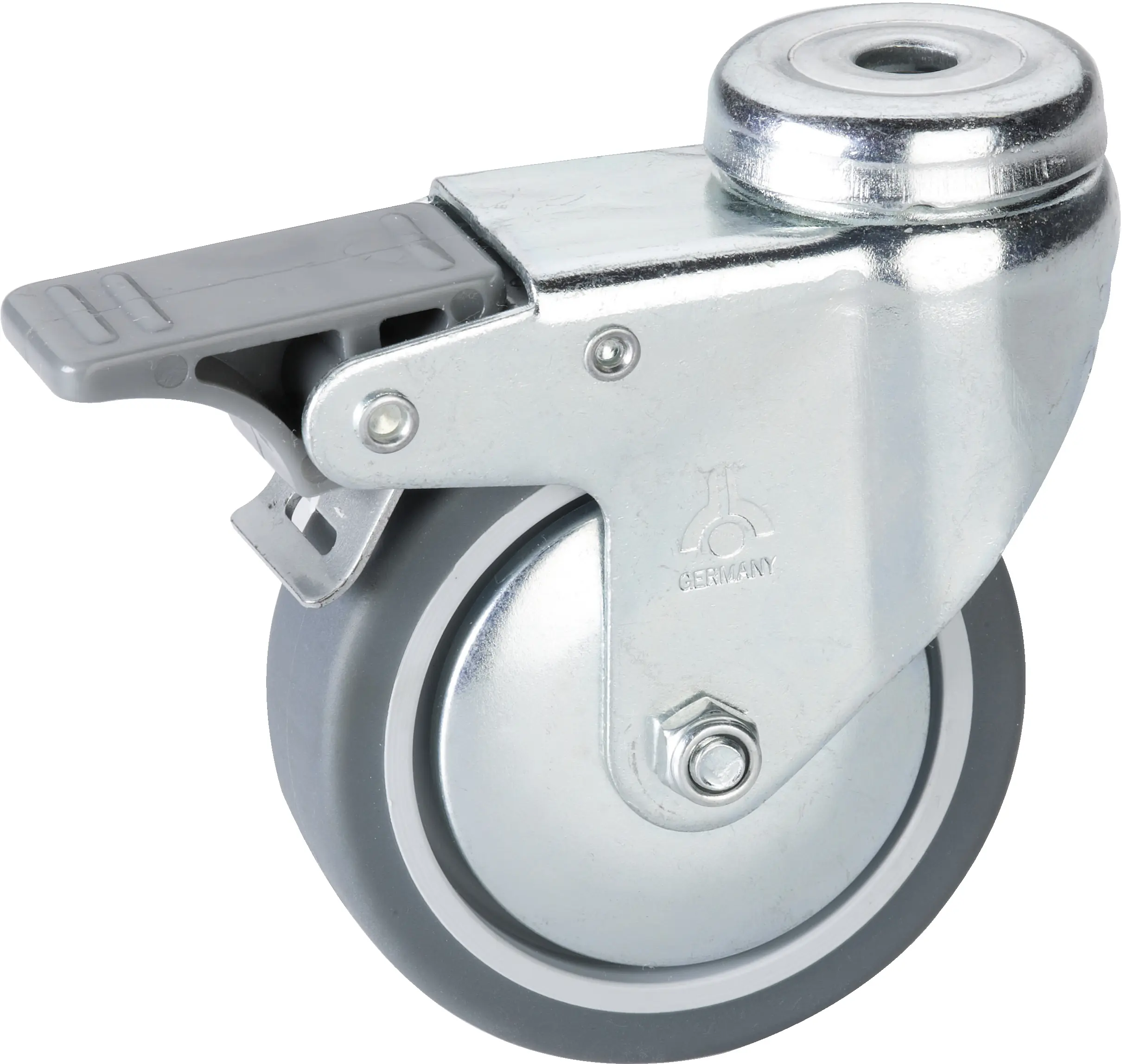 Lenkrolle mit Rückenloch und Totalfeststeller 75 x 25 mm, Tragkr. 50 kg