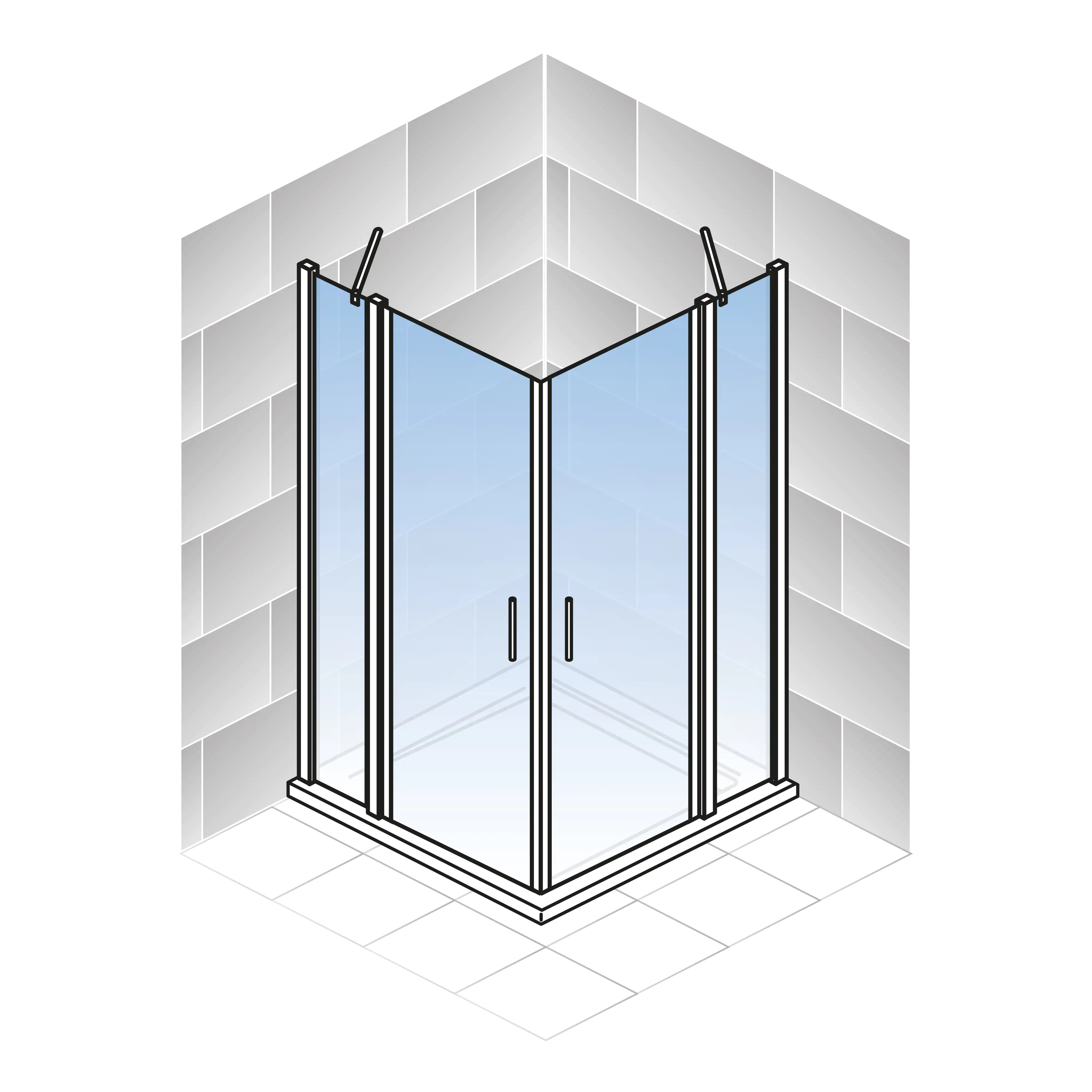 Schulte Eckeinstieg 4-tlg. 90 x 90 x 192 cm Alexa Style 2.0