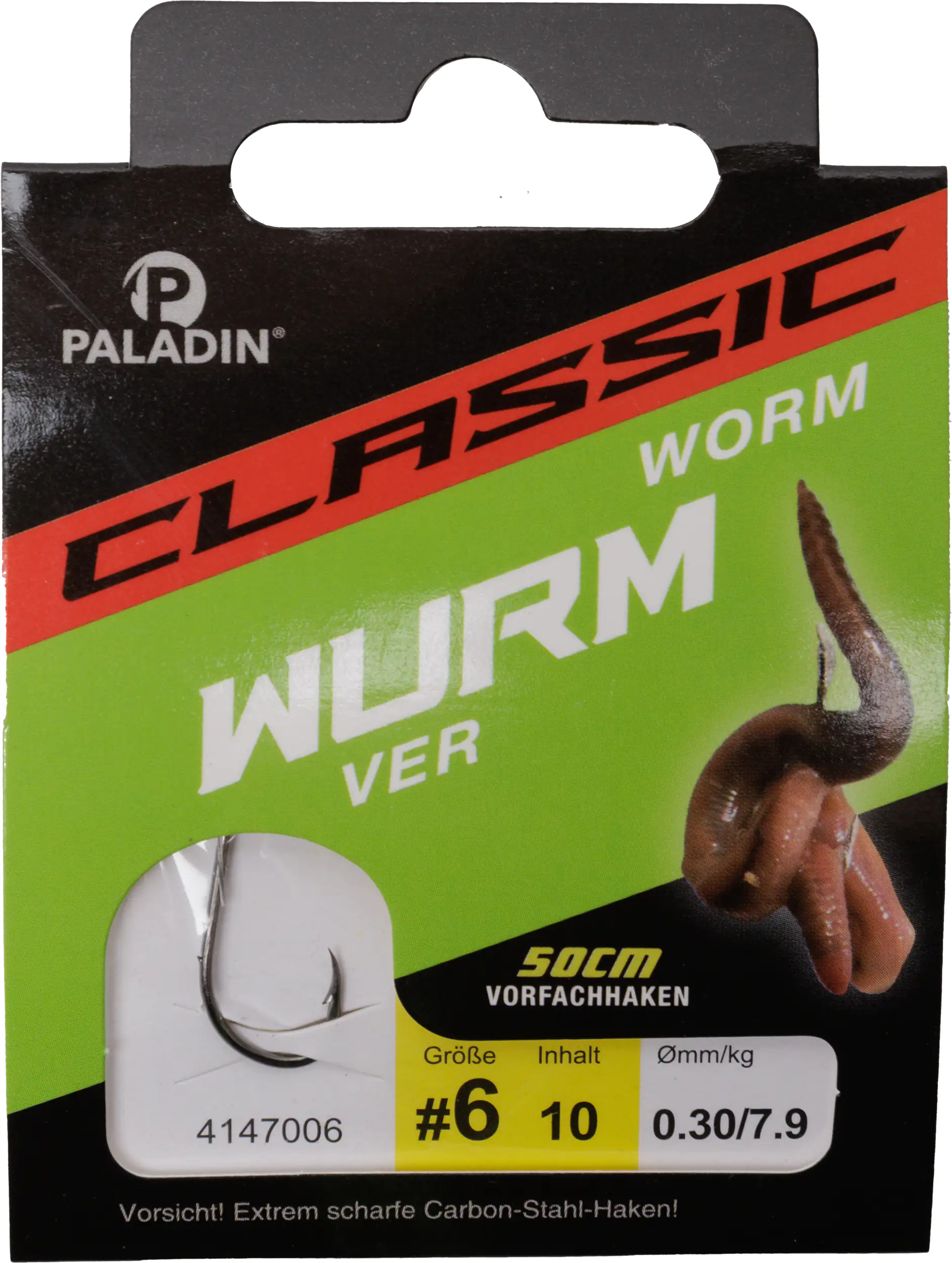 Paladin Wurmhaken gebunden Größe 6 50 cm 10 Stück gunsmoke 