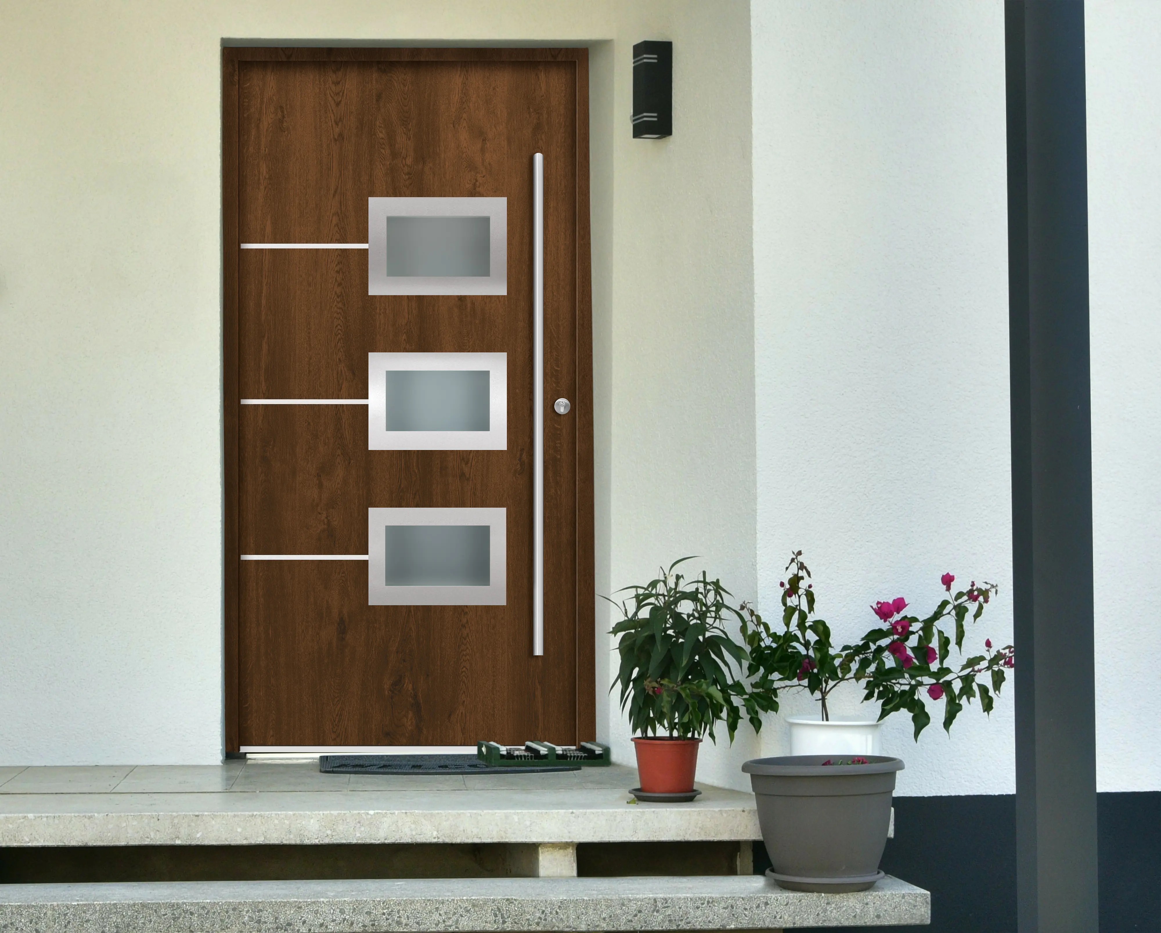 Splendoor Haustür Passivedoor Premium B03 Nussbaum DIN Rechts 100 x 210 cm