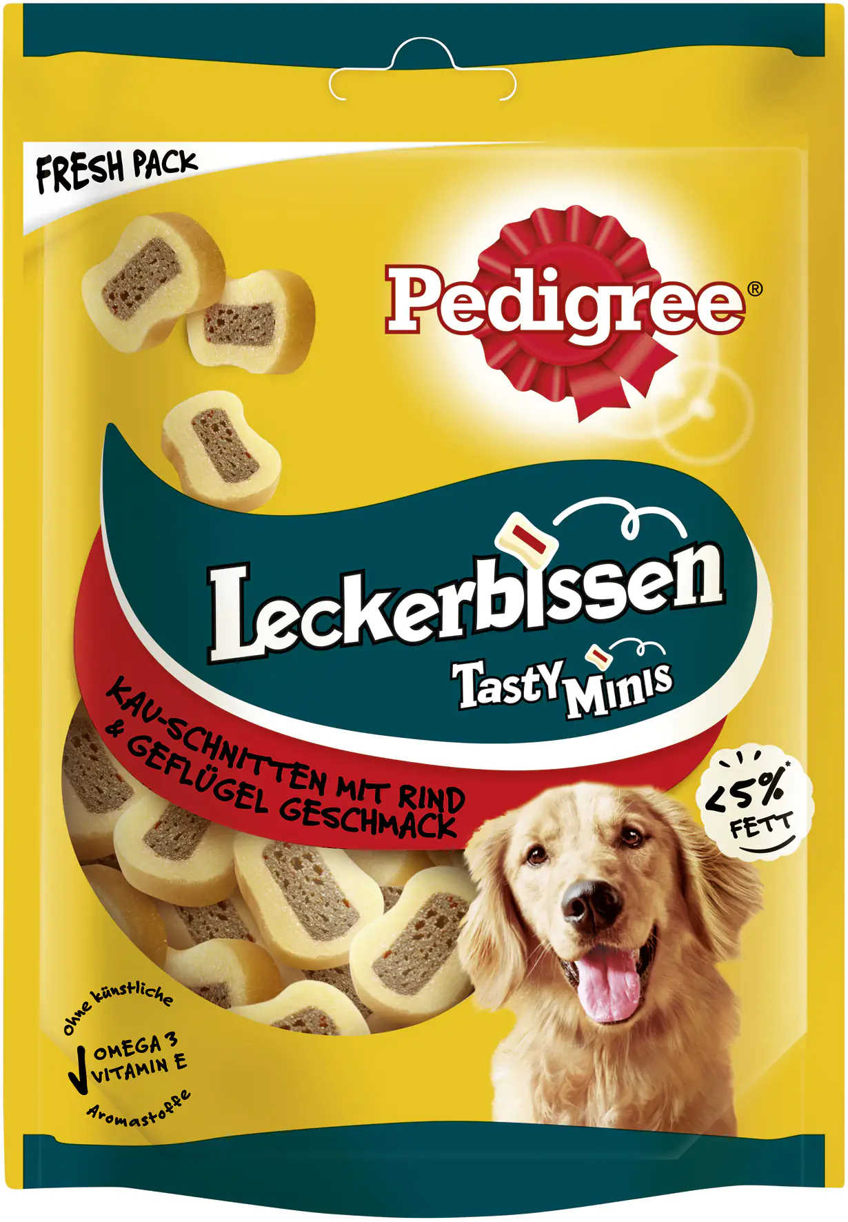 5998749125588 Pedigree Leckerbissen Kau-Schnitten Frischebeutel mit Rind- und Geflügel