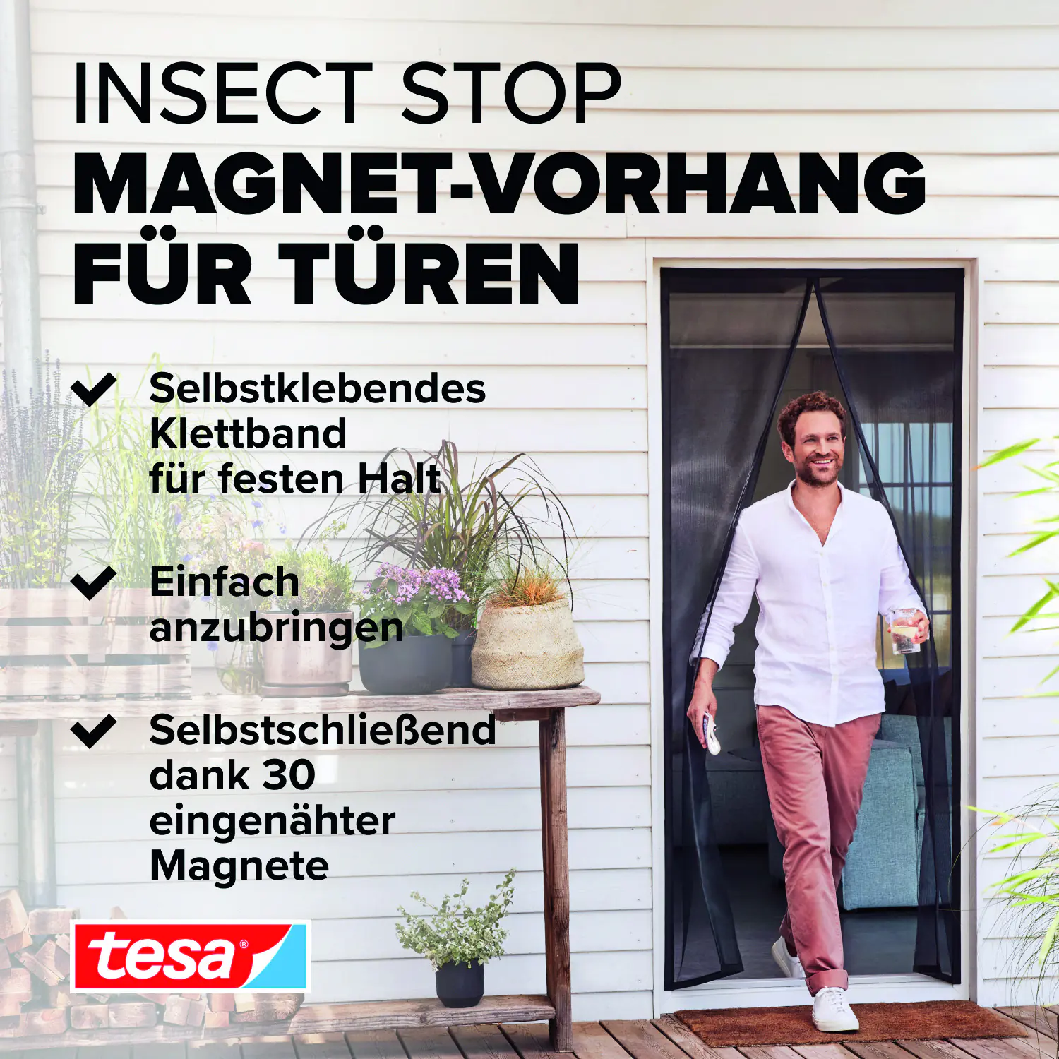 Tesa Magnetvorhang Selbstschließender 120 x 240 cm Anthrazit Tesa Magnetvorhang Selbstschließender 120 x 240 cm Anthrazit