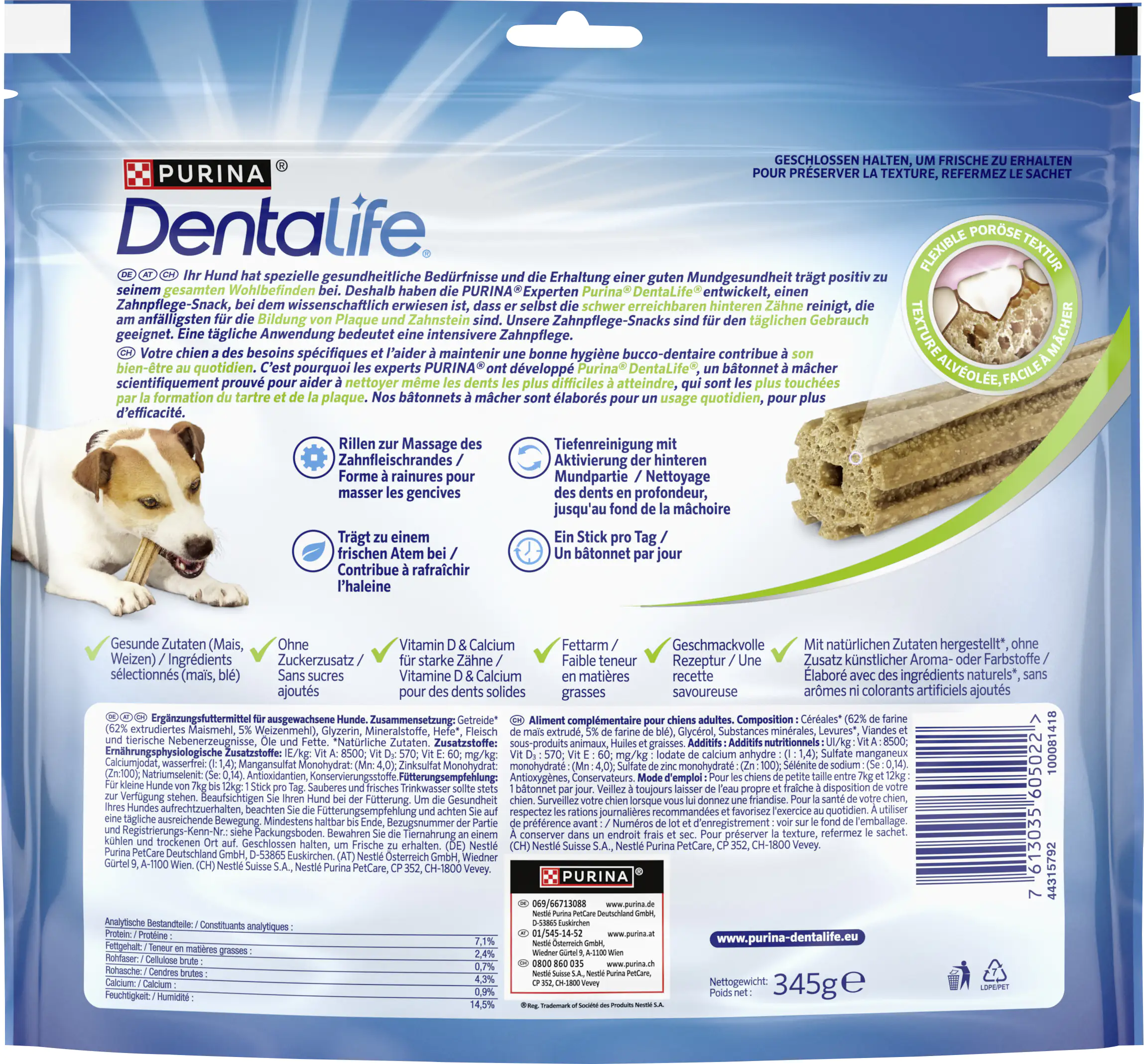 Purina DentaLife Mini Snacks für kleine Hunde 21 Sticks 345g Maxipack