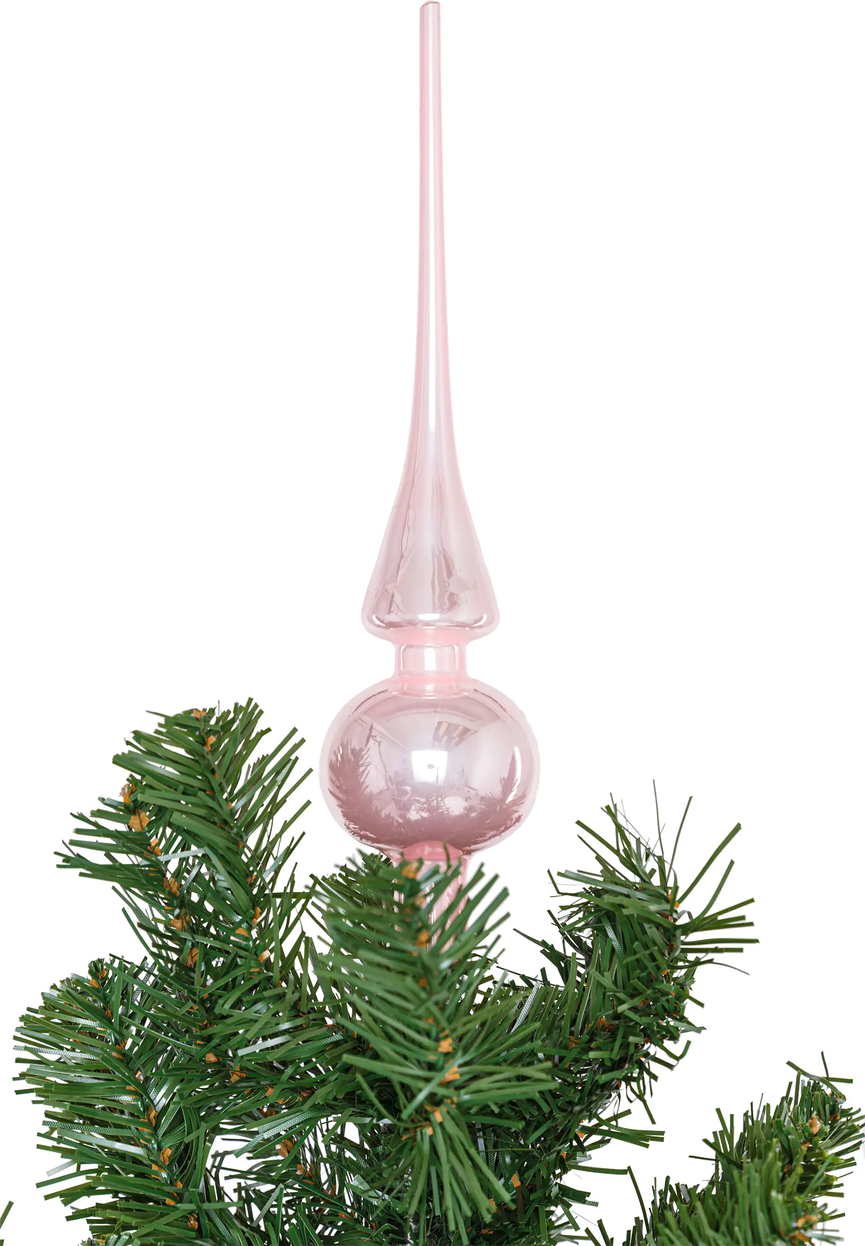 2076601545880_03 TrendLine Christbaumspitze aus Glas 26 cm puderrosa glänzend