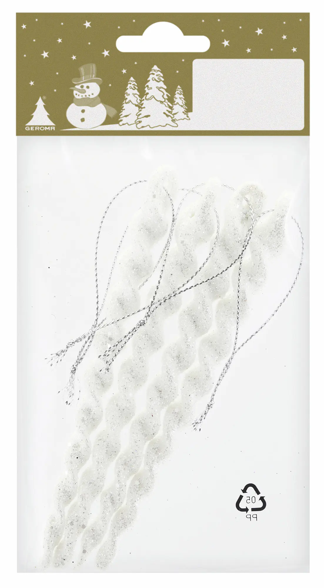 Weihnachtsanhänger Eiszapfen aus Kunststoff 14 cm weiß 4 Stück