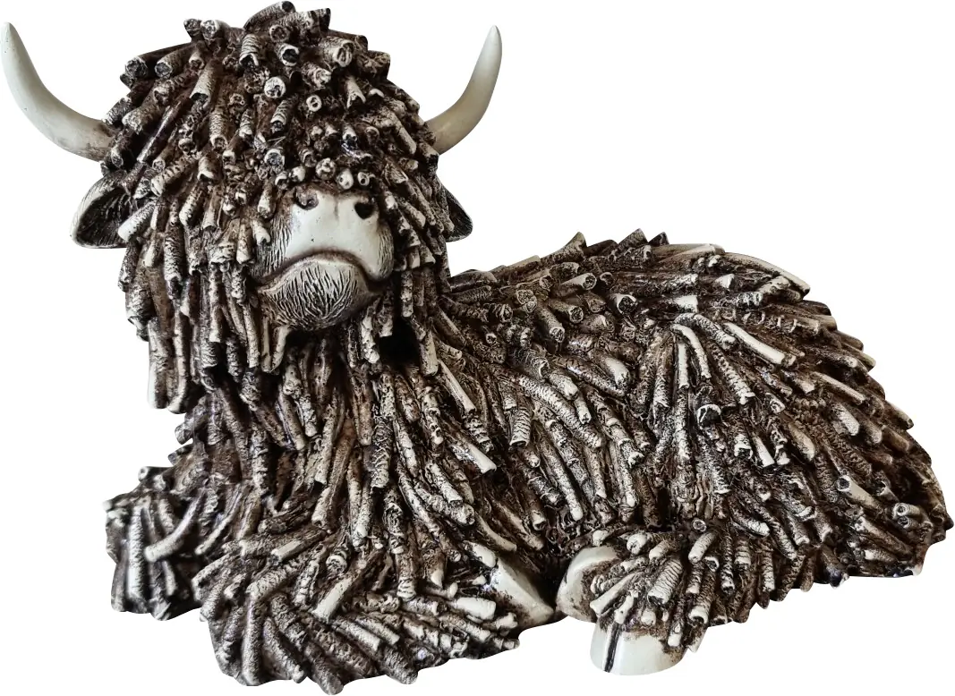 Dekofigur Hochlandrind liegend 27 cm braun