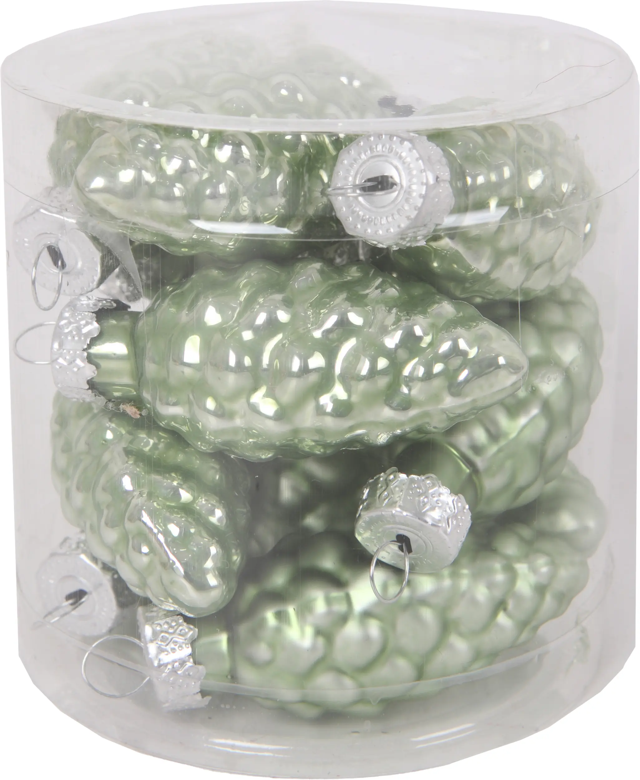 TrendLine Weihnachtskugeln aus Glas Tannenzapfen Ø 6 cm light green 12 Stück