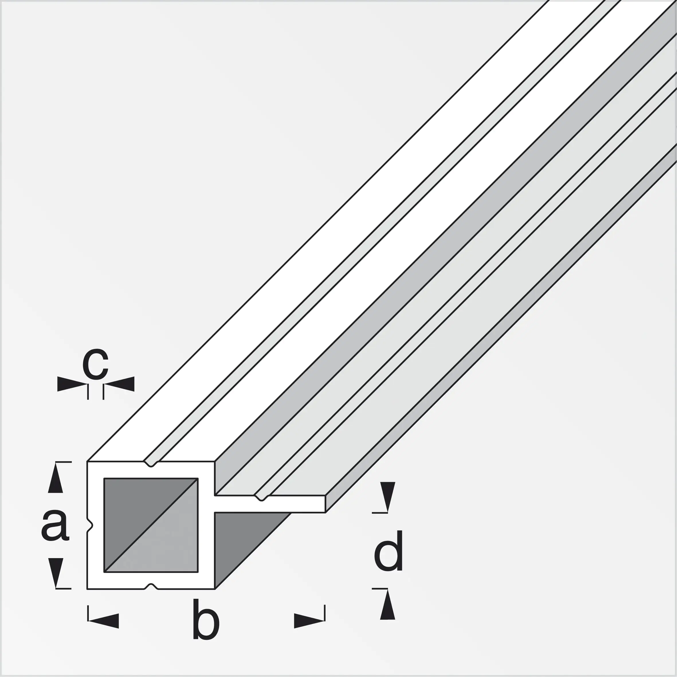 alfer Quadratrohr, 1 Schenkel versetzt 1 m, 7.5 x 14 x 1 mm