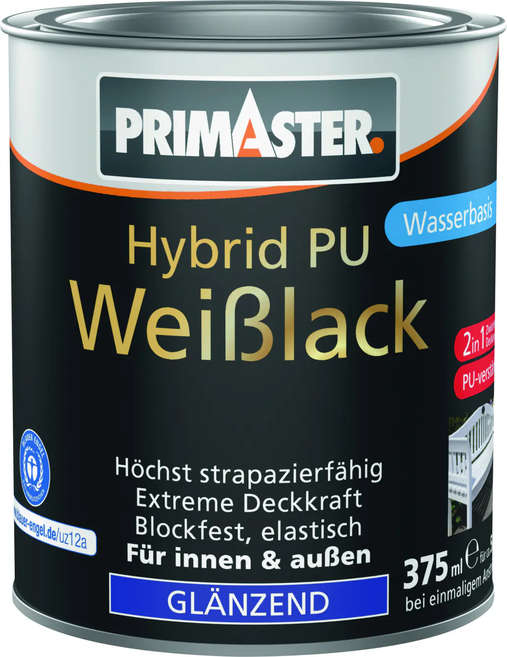 Primaster Hybrid PU-Weißlack weiß glänzend 375 ml Primaster Hybrid PU-Weißlack weiß glänzend 375 ml