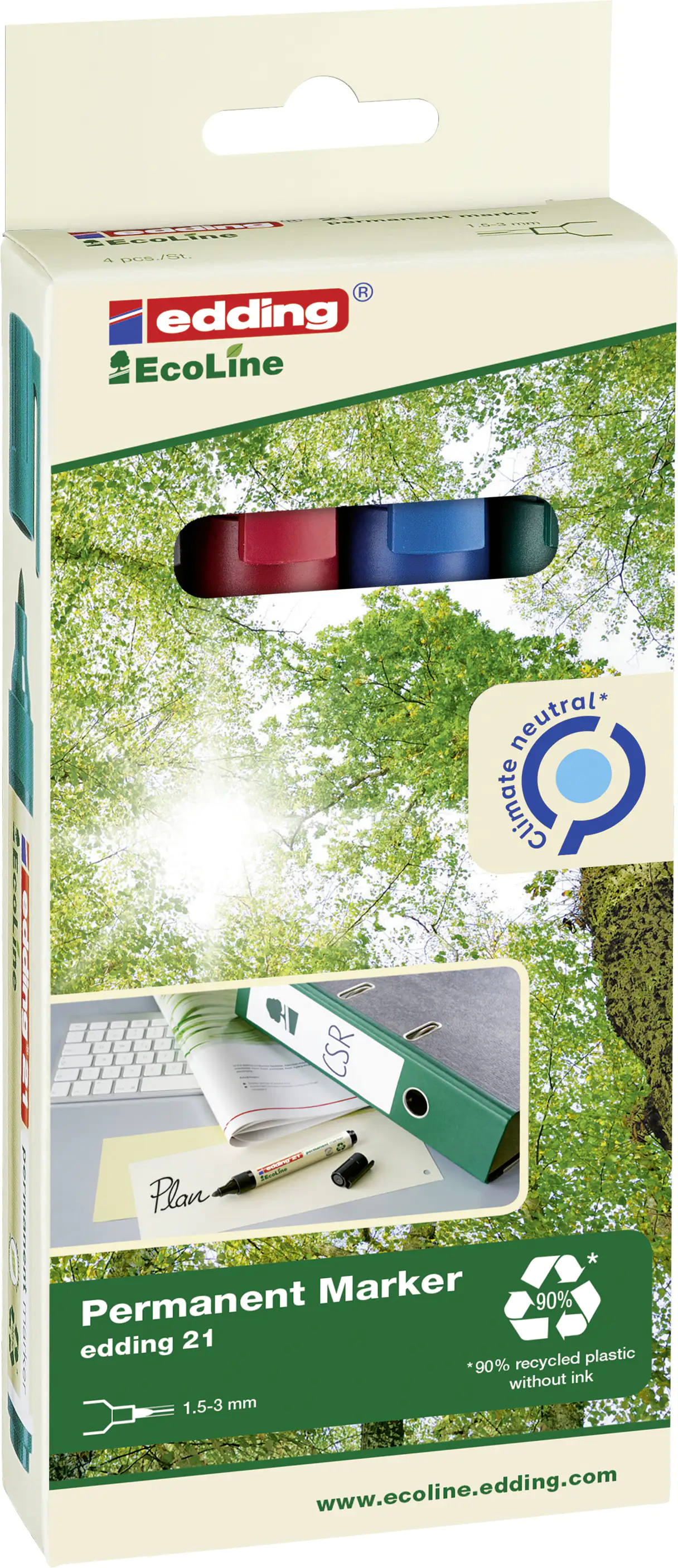 edding Permanentmarker e-21/4 Eco Line 4er Set 1,5 - 3 mm