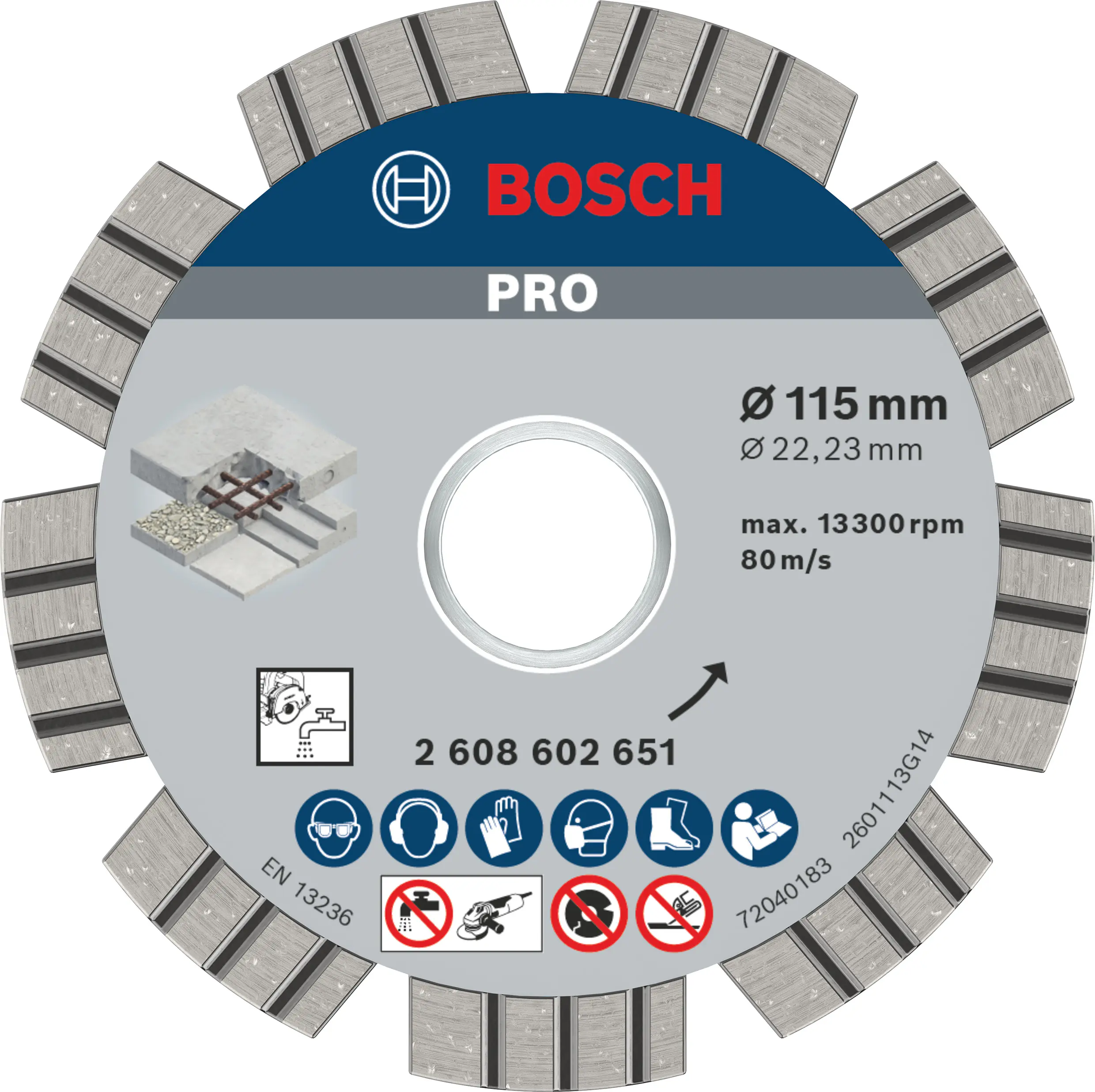Bosch PRO Concrete Diamanttrennscheibe, 115 x 22,23 mm Bosch PRO Concrete Diamanttrennscheibe, 115 x 22,23 mm