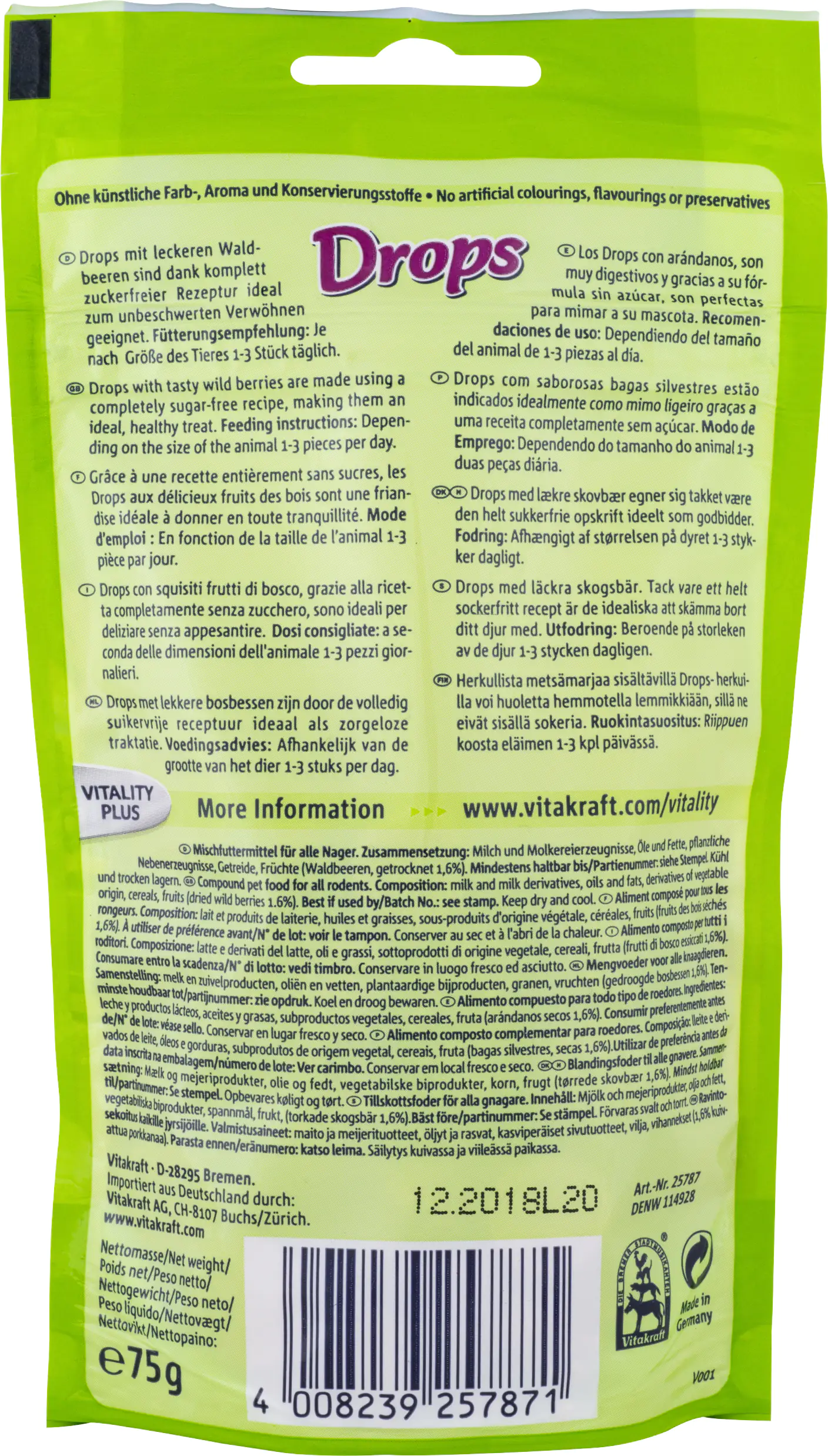 Vitakraft Drops Waldbeere 75 g