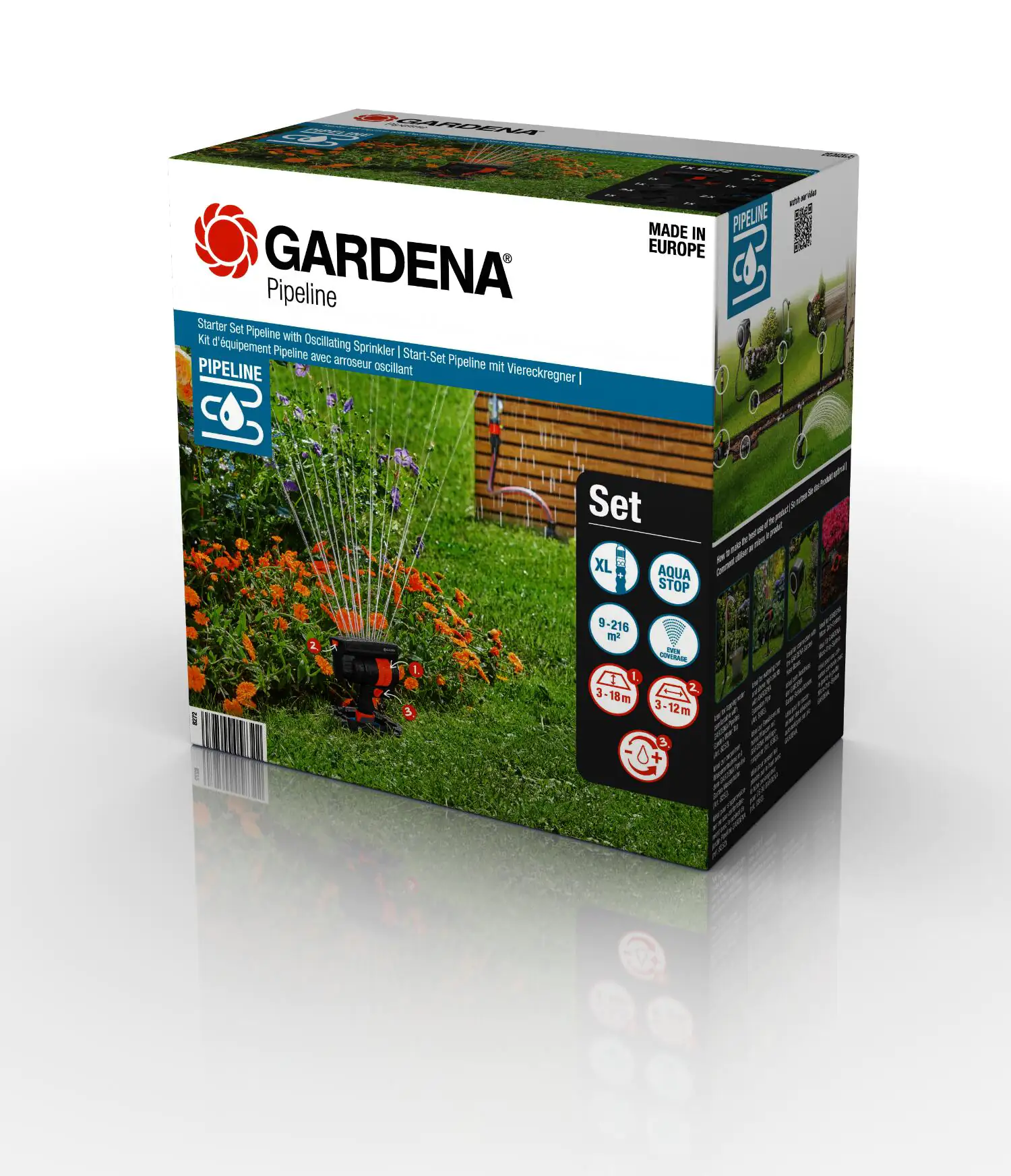 Gardena Start-Set Pipeline mit Viereckregner 3/4"-Innengewinde