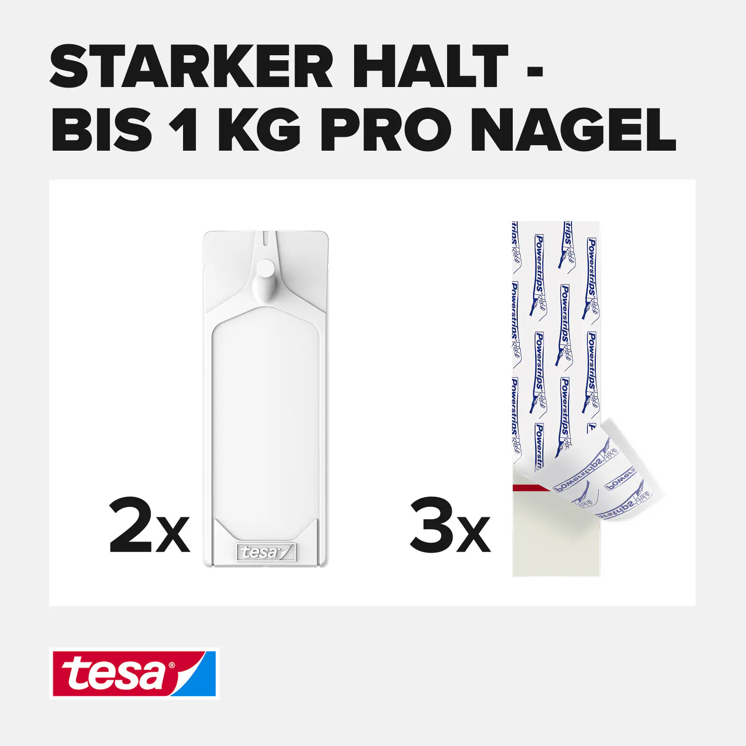 tesa Klebenagel Traglast 1 kg, 2 Stück