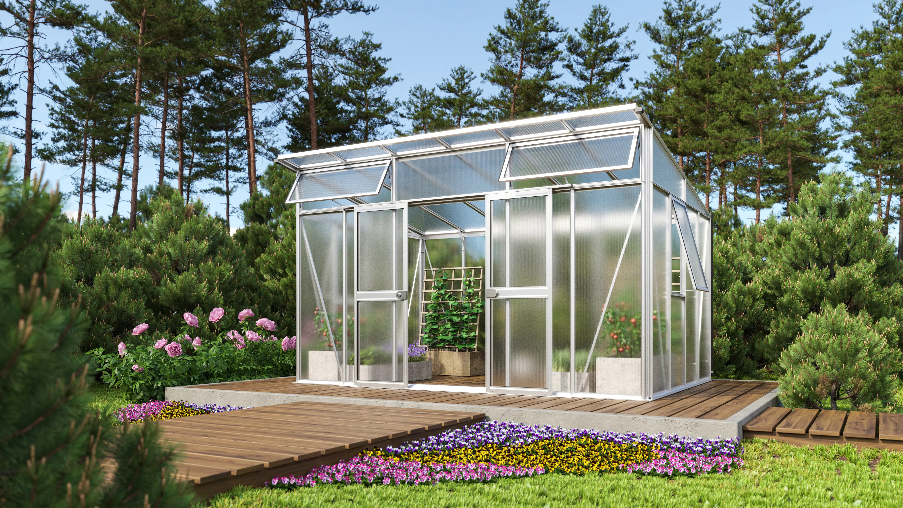 Vitavia Gewächshaus Aura 11500 275 x 396 cm 10 mm Hohlkammerplatten Vitavia Gewächshaus Aura 11500 275 x 396 cm 10 mm Hohlkammerplatten