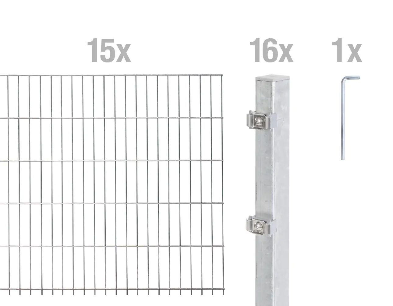Alberts Doppelstabmatten-Grundset 30 m 200 x 160 cm 6/5/6 feuerverzinkt