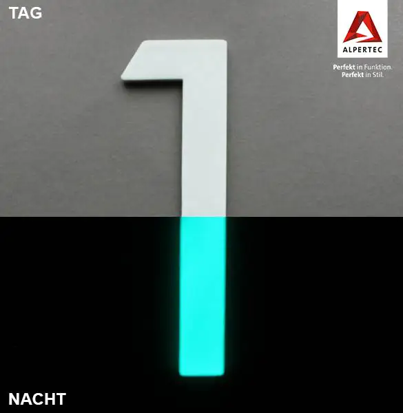 Alpertec Hausnummer 1 Selbstklebend Nachtleuchtend