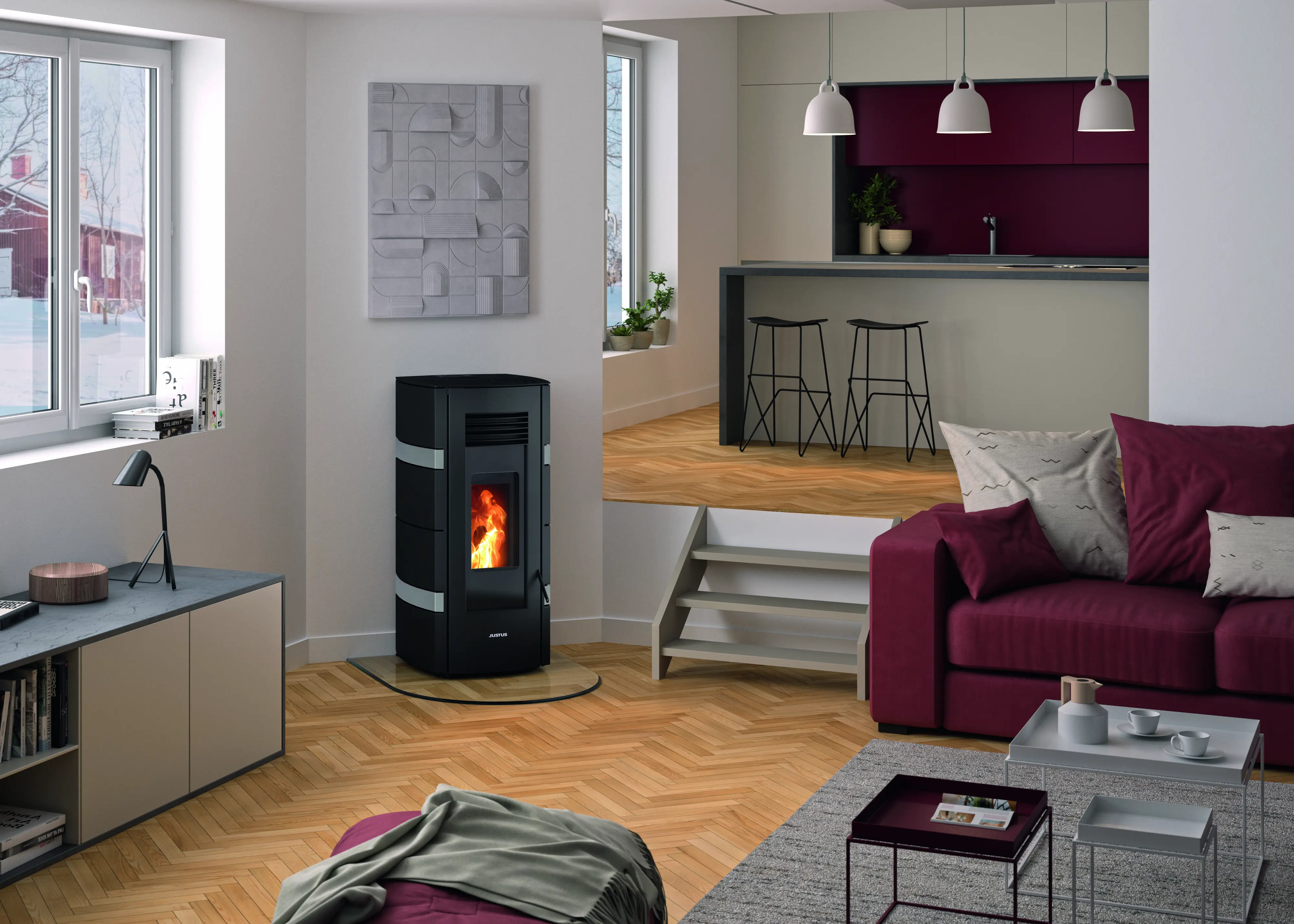 Justus Pelletofen Sia con Stone beton 2,4 - 8 kW