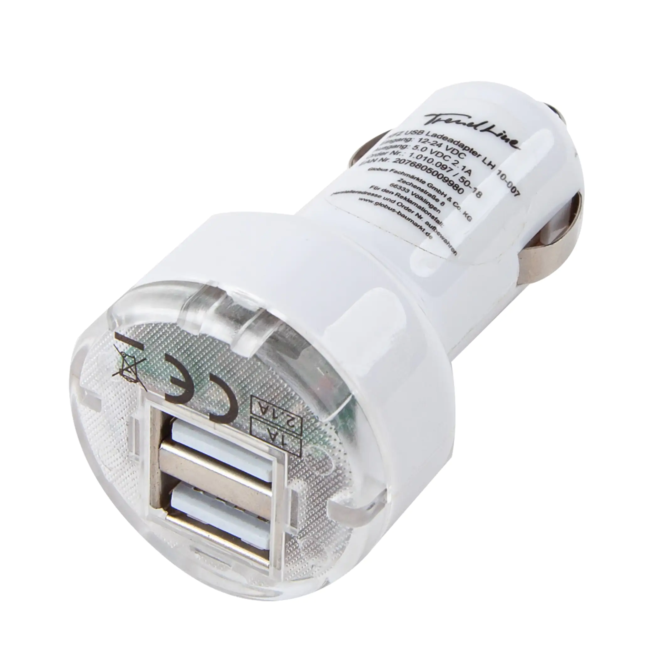 TrendLine KFZ Ladeadapter USB 12V weiß TrendLine KFZ Ladeadapter USB 12V weiß