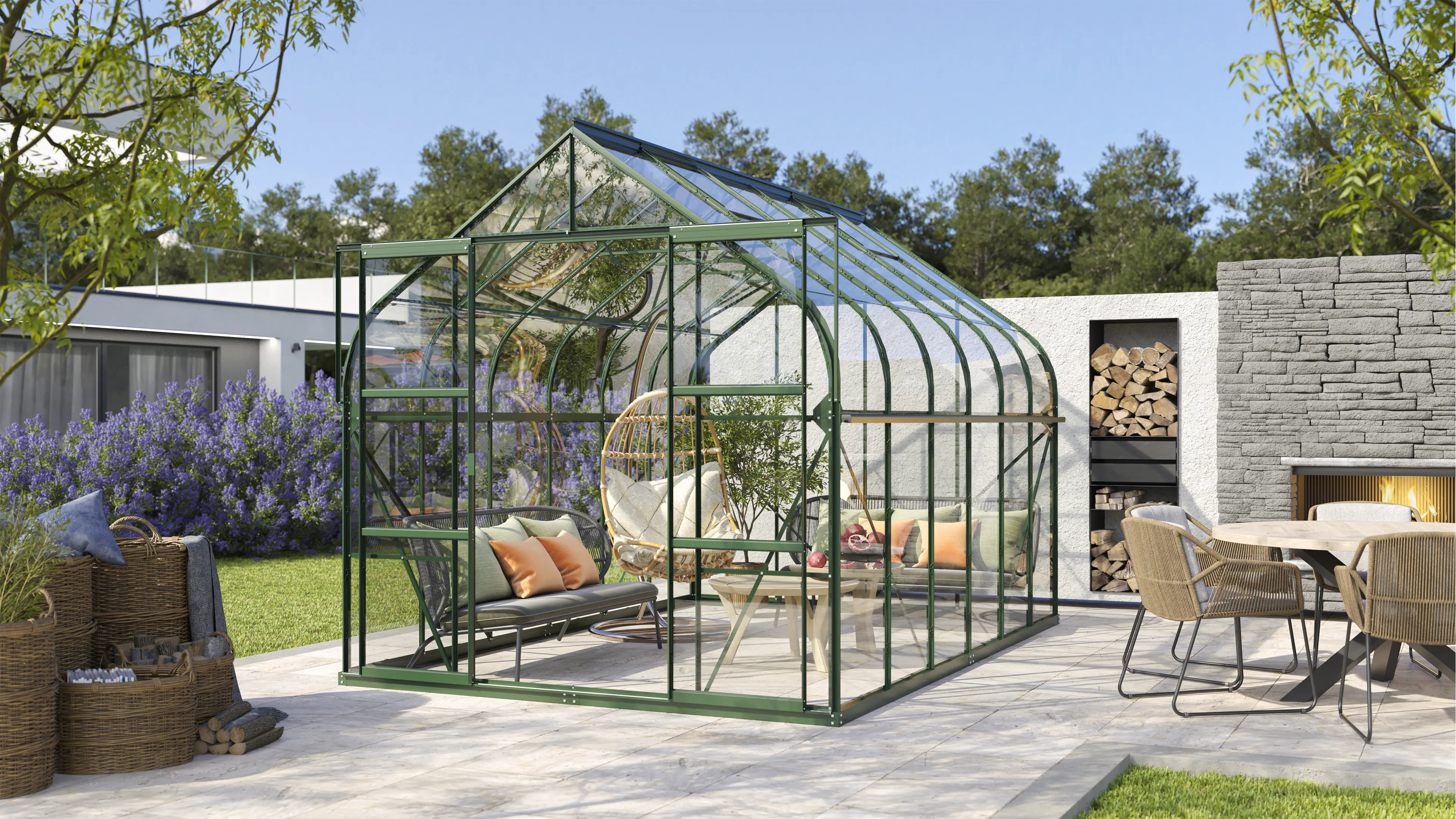 Vitavia Gewächshaus-Set Dione 9900 ESG 3 mm smaragd 254 x 379 cm 