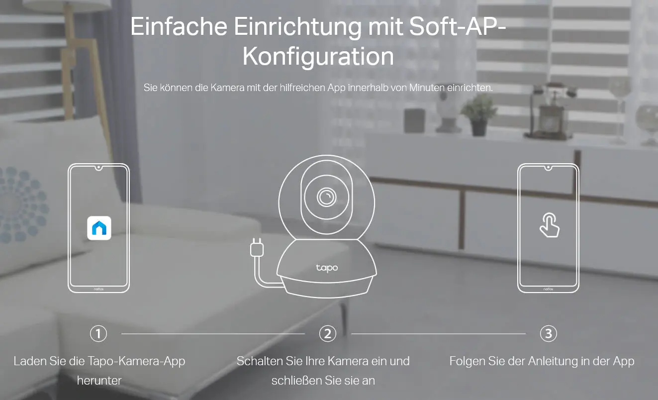 TP-Link Indoor Überwachungskamera TC70 Appsteuerung; 360 Grad