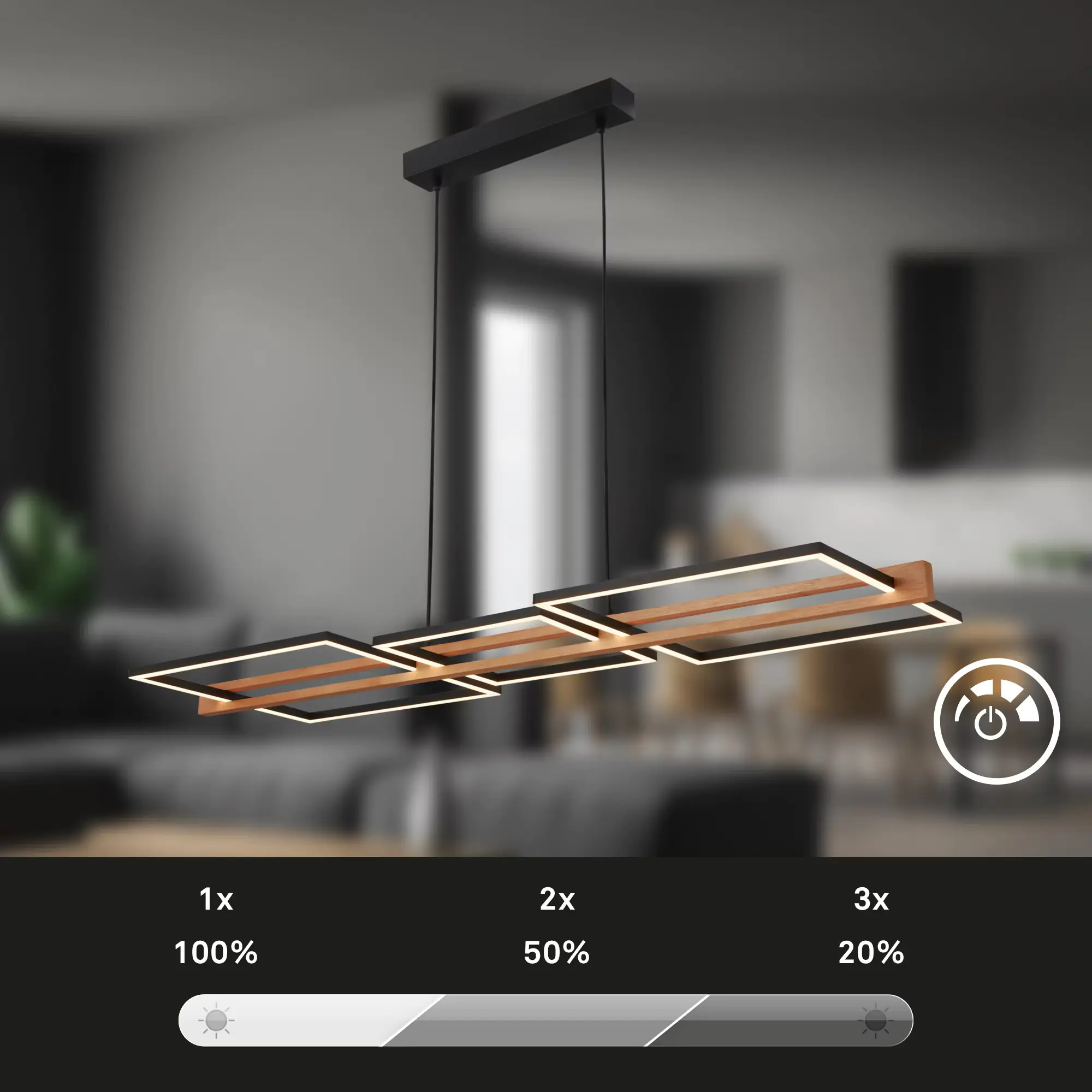 Briloner LED-Pendelleuchte MOLDURA  schwarz Holz 36W Briloner LED-Pendelleuchte MOLDURA  schwarz Holz 36W