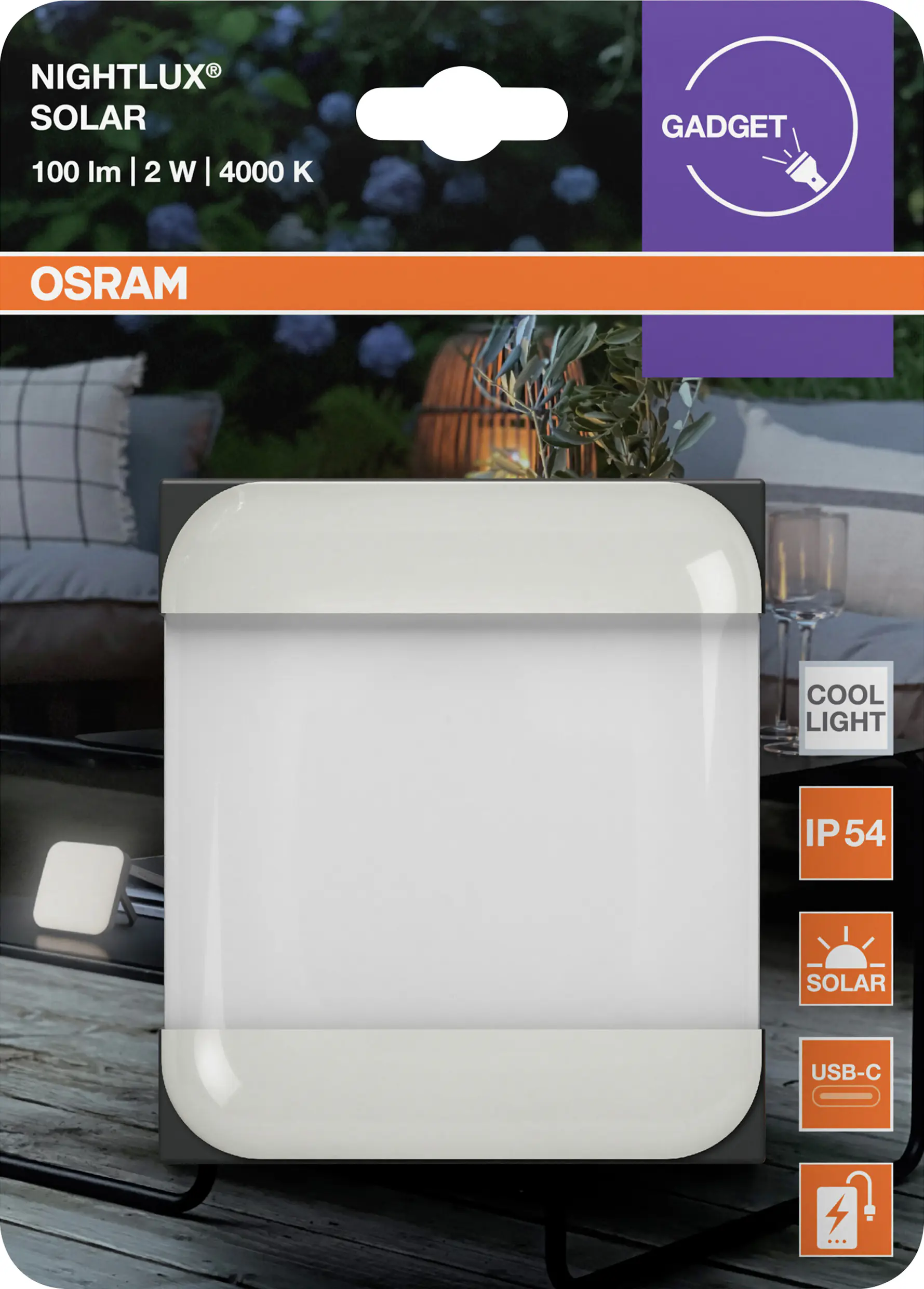 Osram LED Außenleuchte Nightlux Solar 9 cm neutralweiß grau