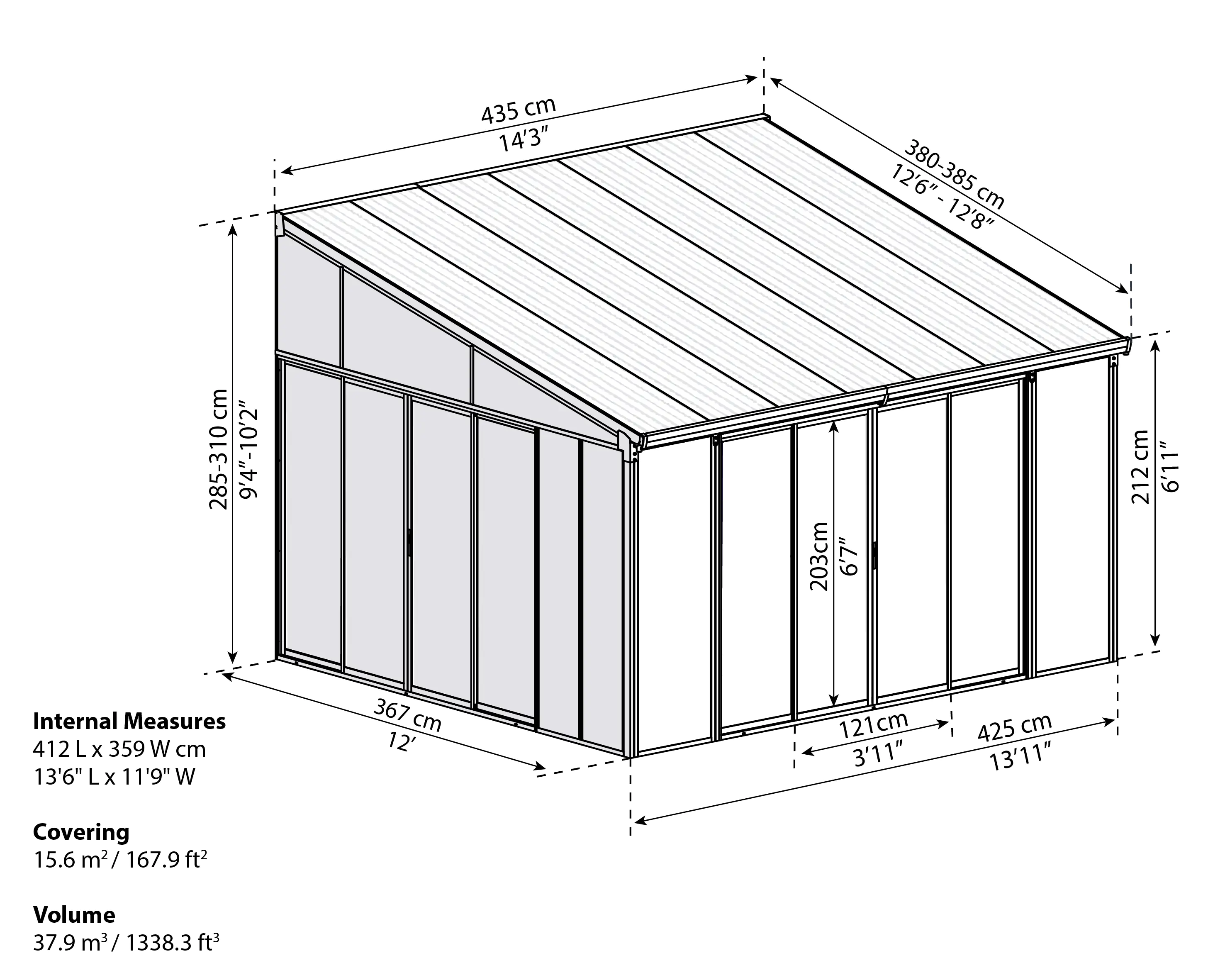 7290108133523_10 Canopia Wintergarten SanRemo 425 x 400 cmweiß 425 x 400 x 310 cm (BxTxH)