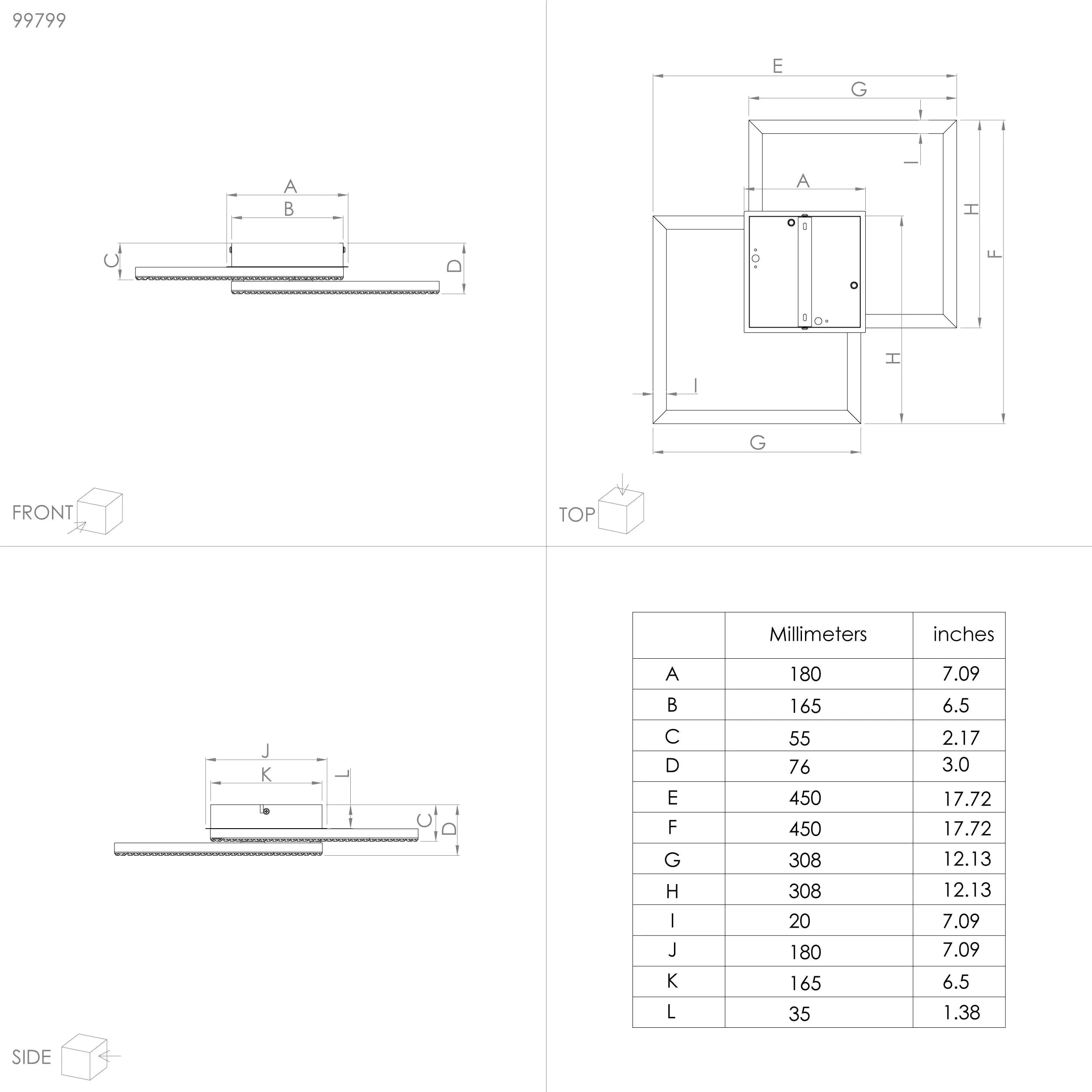 Eglo LED Deckenleuchte Lejias schwarz 45 x 45 cm warmweiß