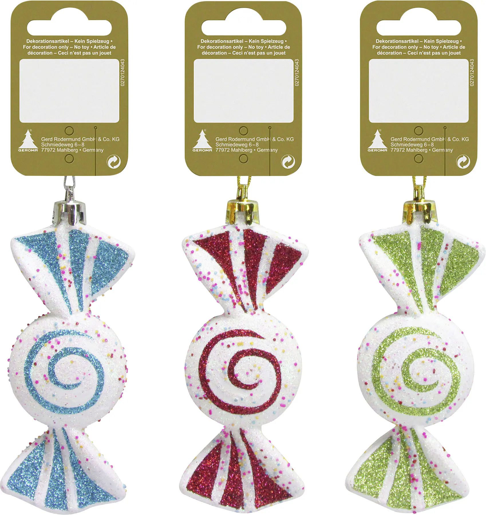 Dekohänger Bonbon Kunststoff 10 cm bunt 3-fach sortiert 