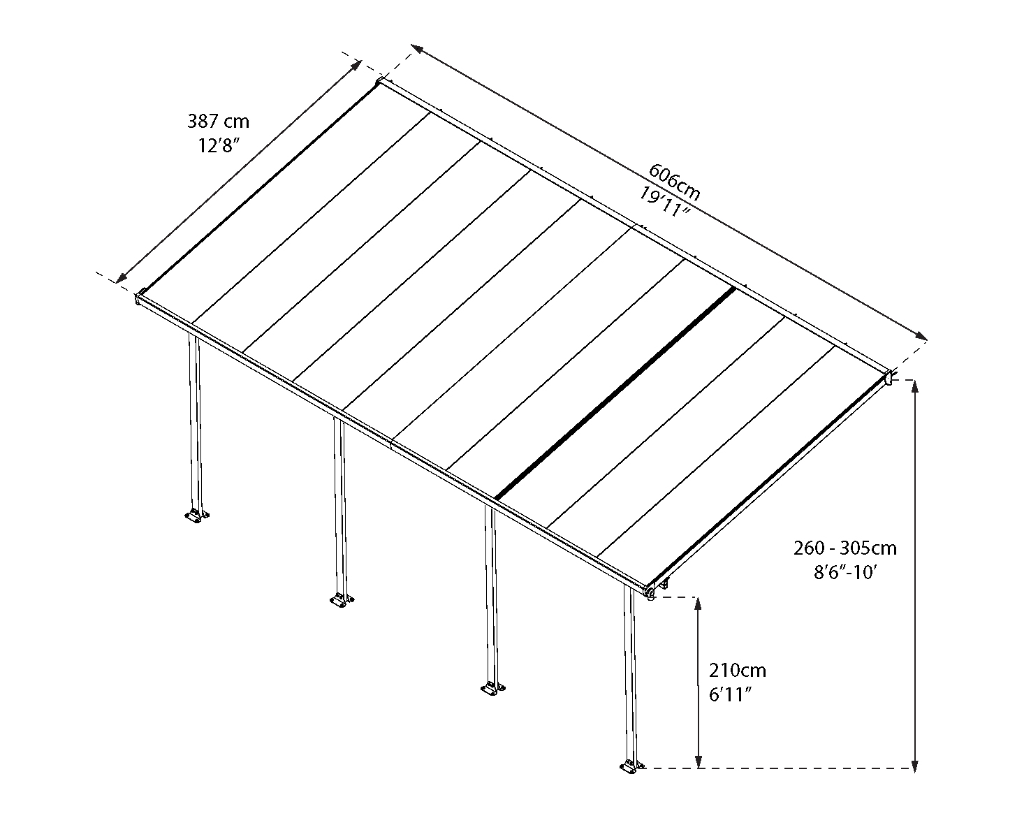 7290108134858_6 Canopia Terrassenüberdachung Feria 400 x 606 cm anthrazit