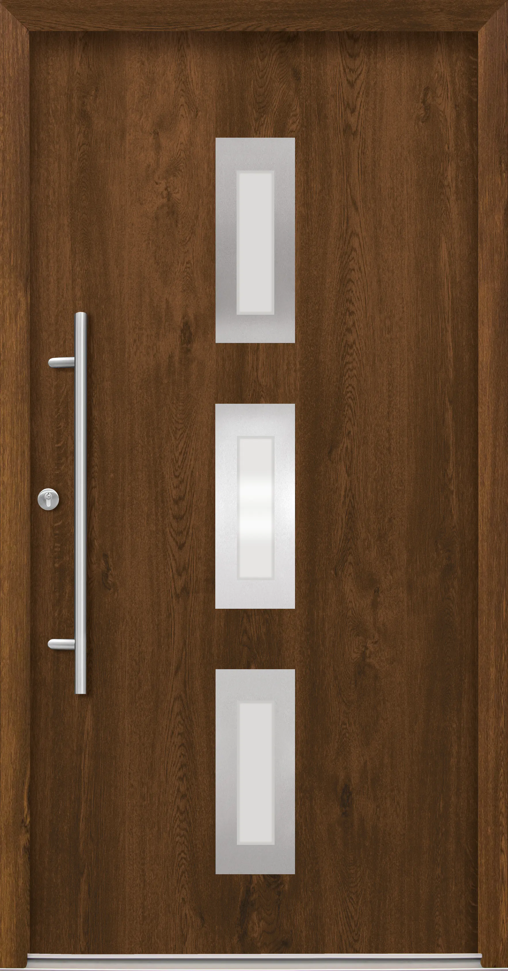 Splendoor Haustür Passivedoor Premium B02 Nussbaum DIN Links 110 x 210 cm