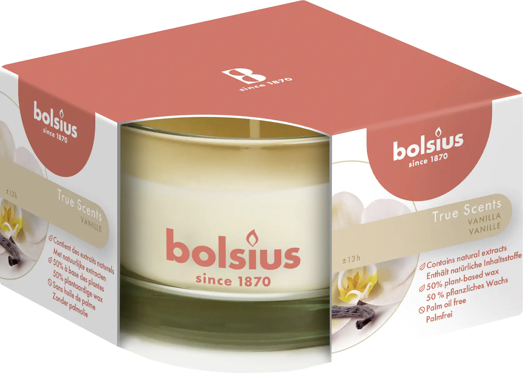 8717847135629 Bolsius Duftkerze im Glas Vanille, Höhe 5 cm, Ø 8 cm