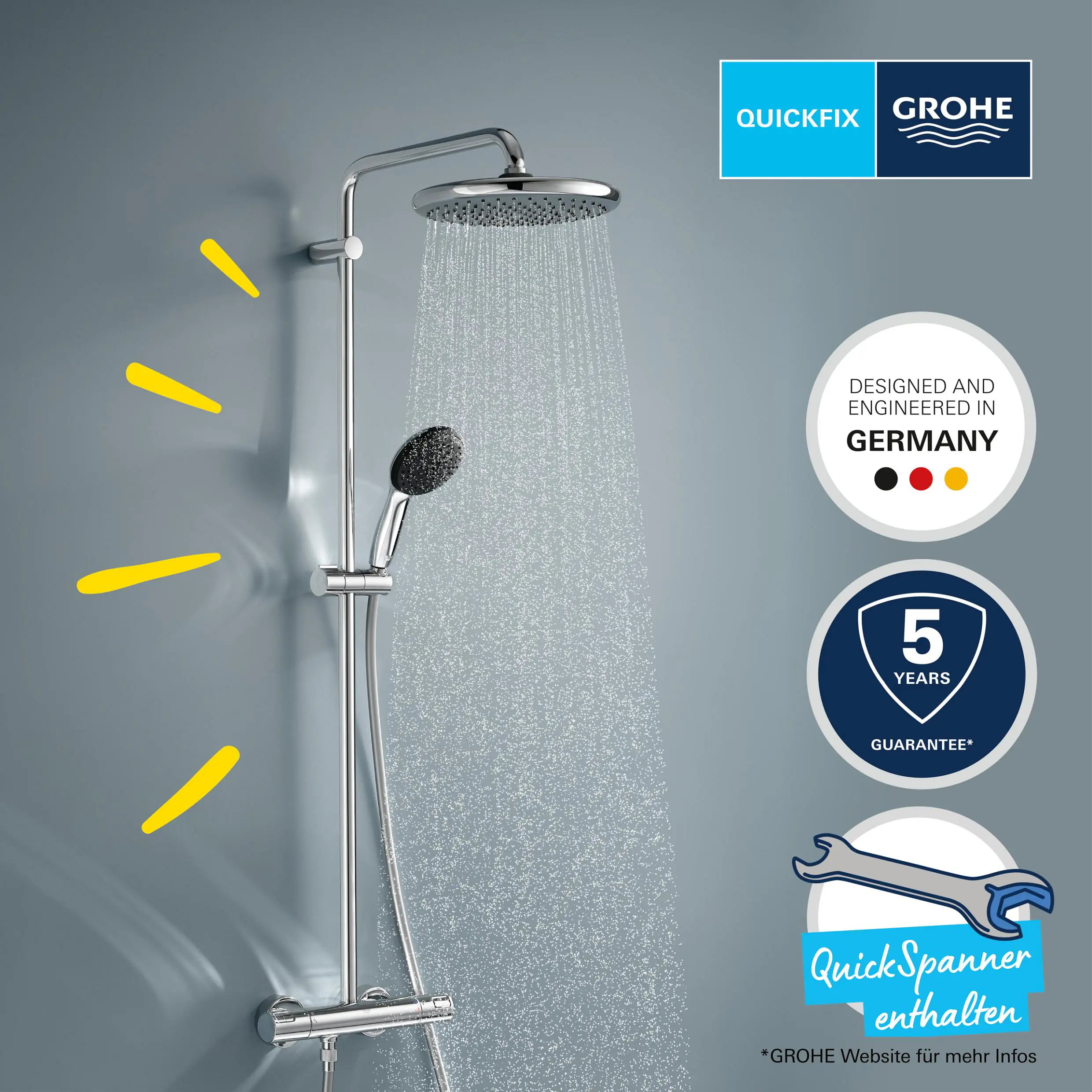 Grohe Kopfbrausesystem Vitalio Start 250 mit Thermostat chrom 113 x 40 cm Grohe Kopfbrausesystem Vitalio Start 250 mit Thermostat chrom 113 x 40 cm