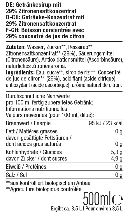 Sodastream Bio Sirup Zitrone 500 ml