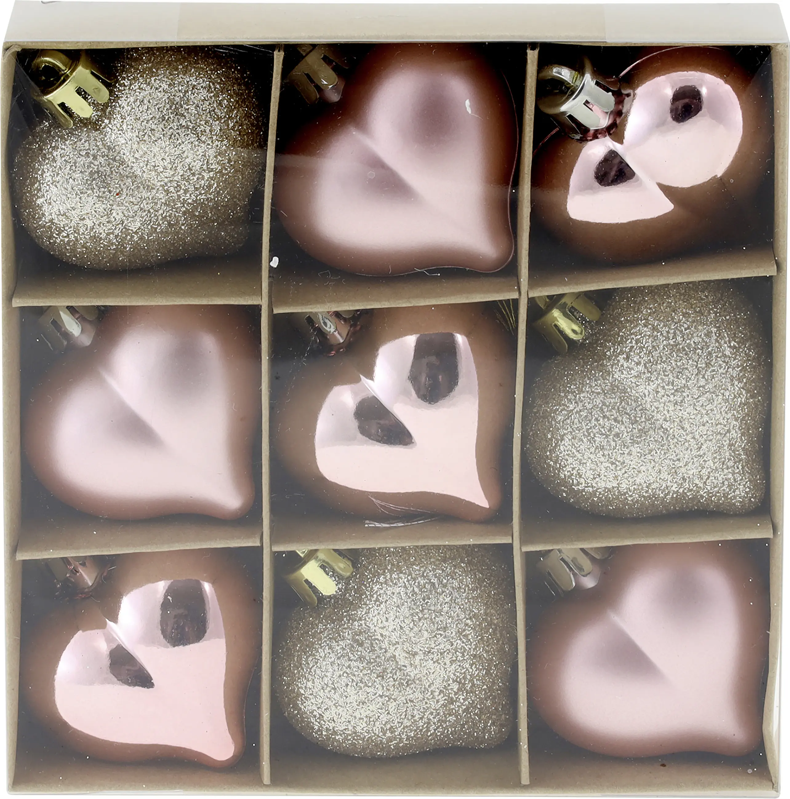 Dekoanhänger Herzen aus Kunststoff 4,5 cm rosa 9 Stück