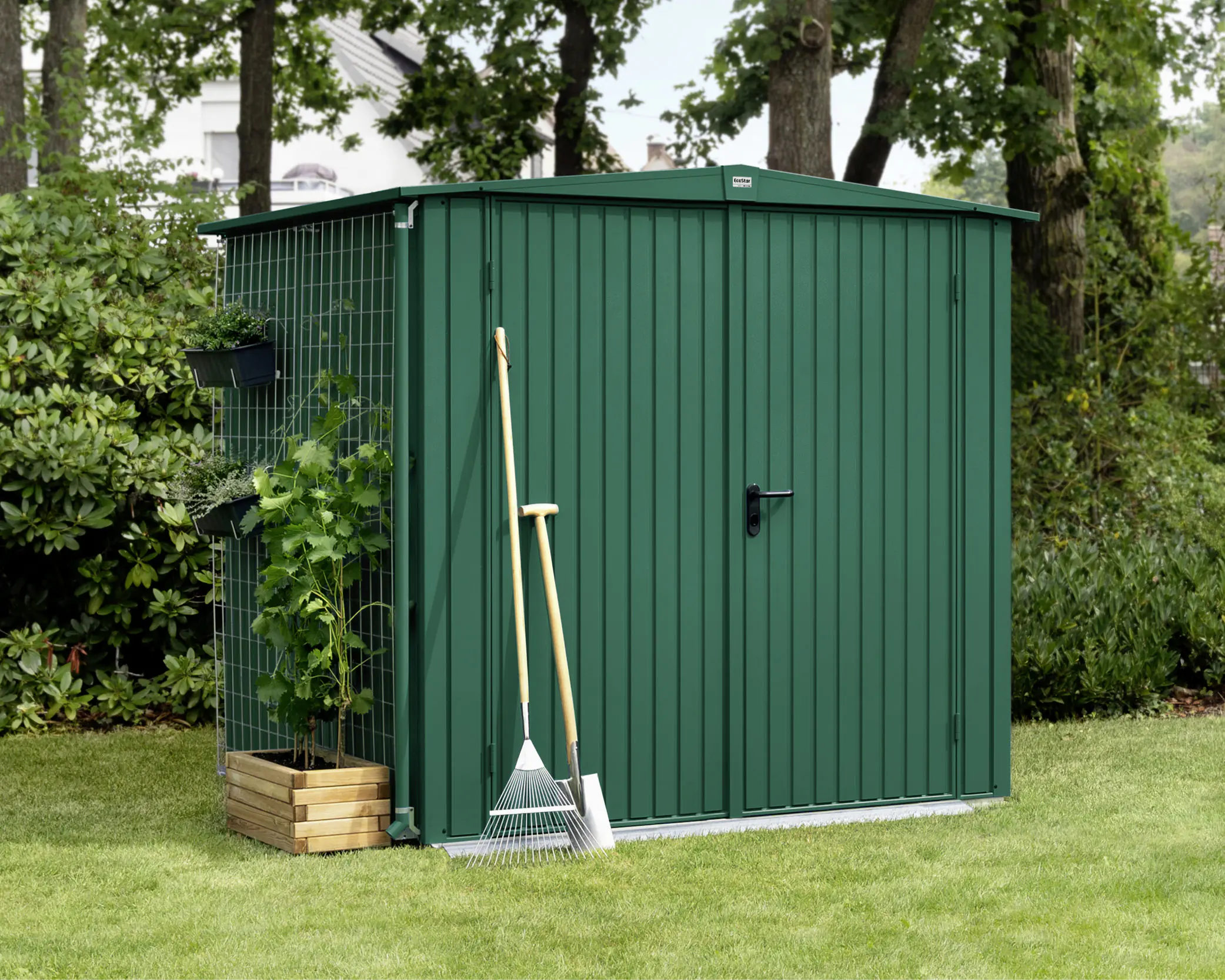 EcoStar Gerätehaus Trend-S Typ 2 258,8 x 247,7 x 216 cm moosgrün