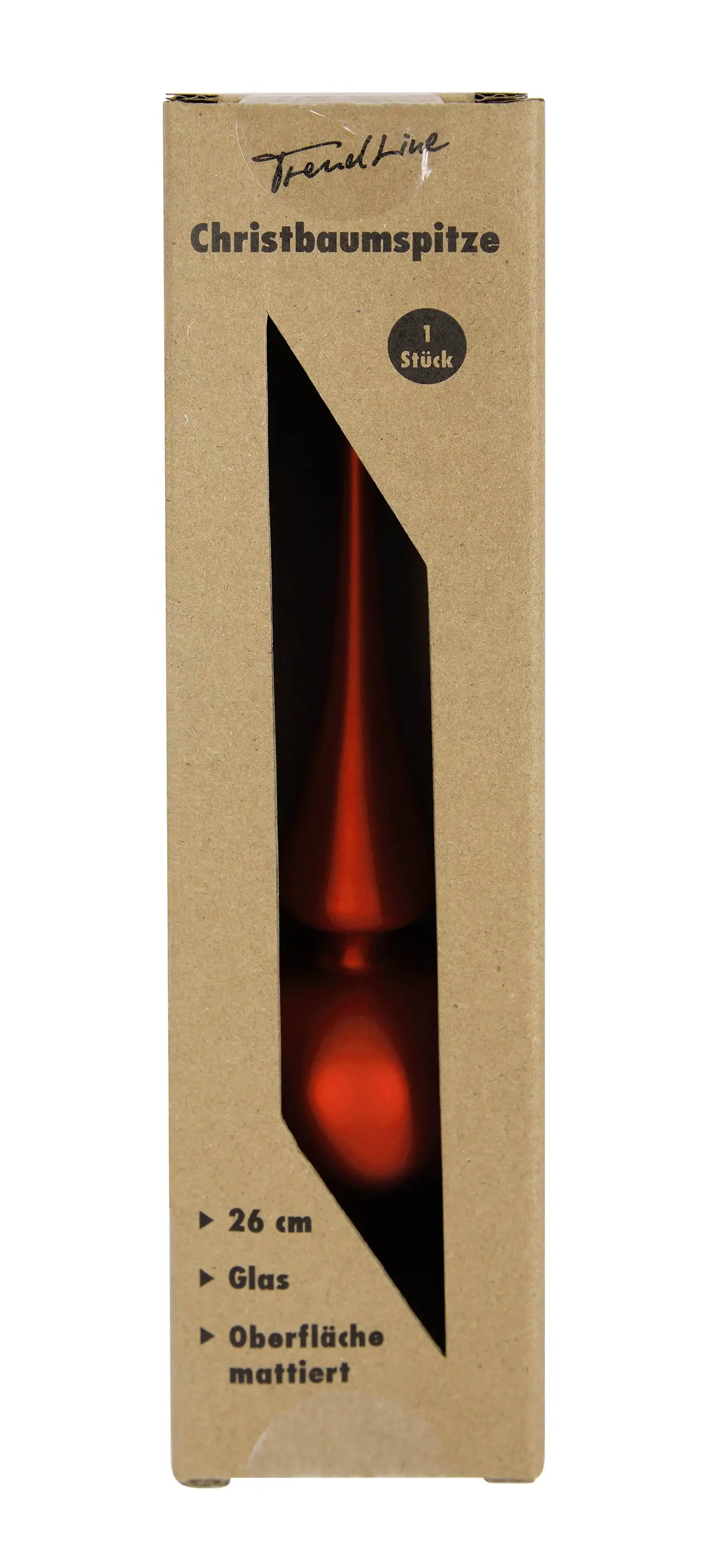 TrendLine Christbaumspitze aus Glas 26 cm rot mattiert
