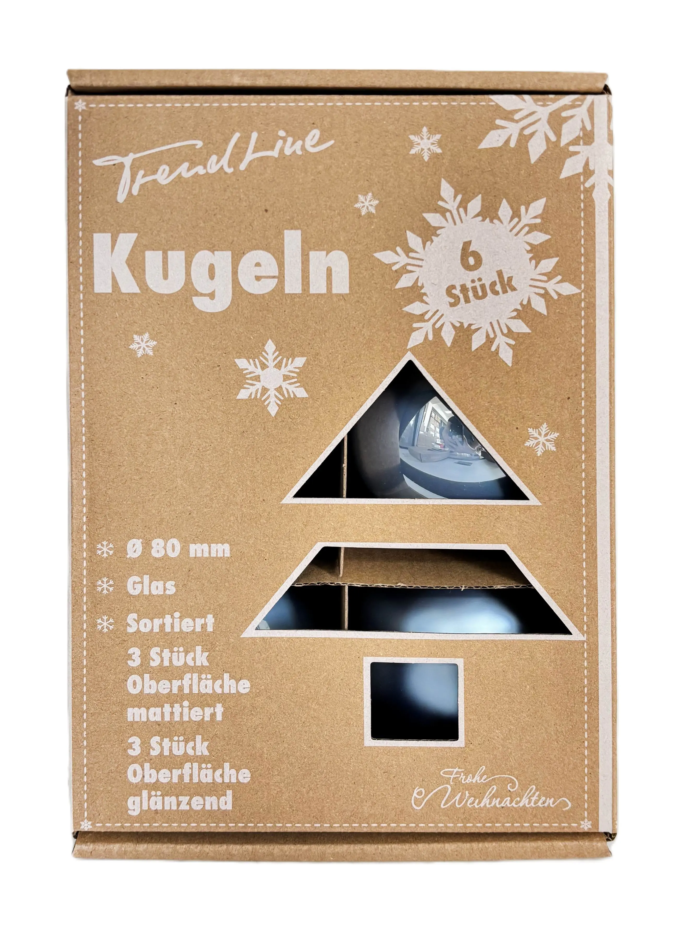 TrendLine Weihnachtskugeln aus Glas Ø 8 cm sky blue 6 Stück