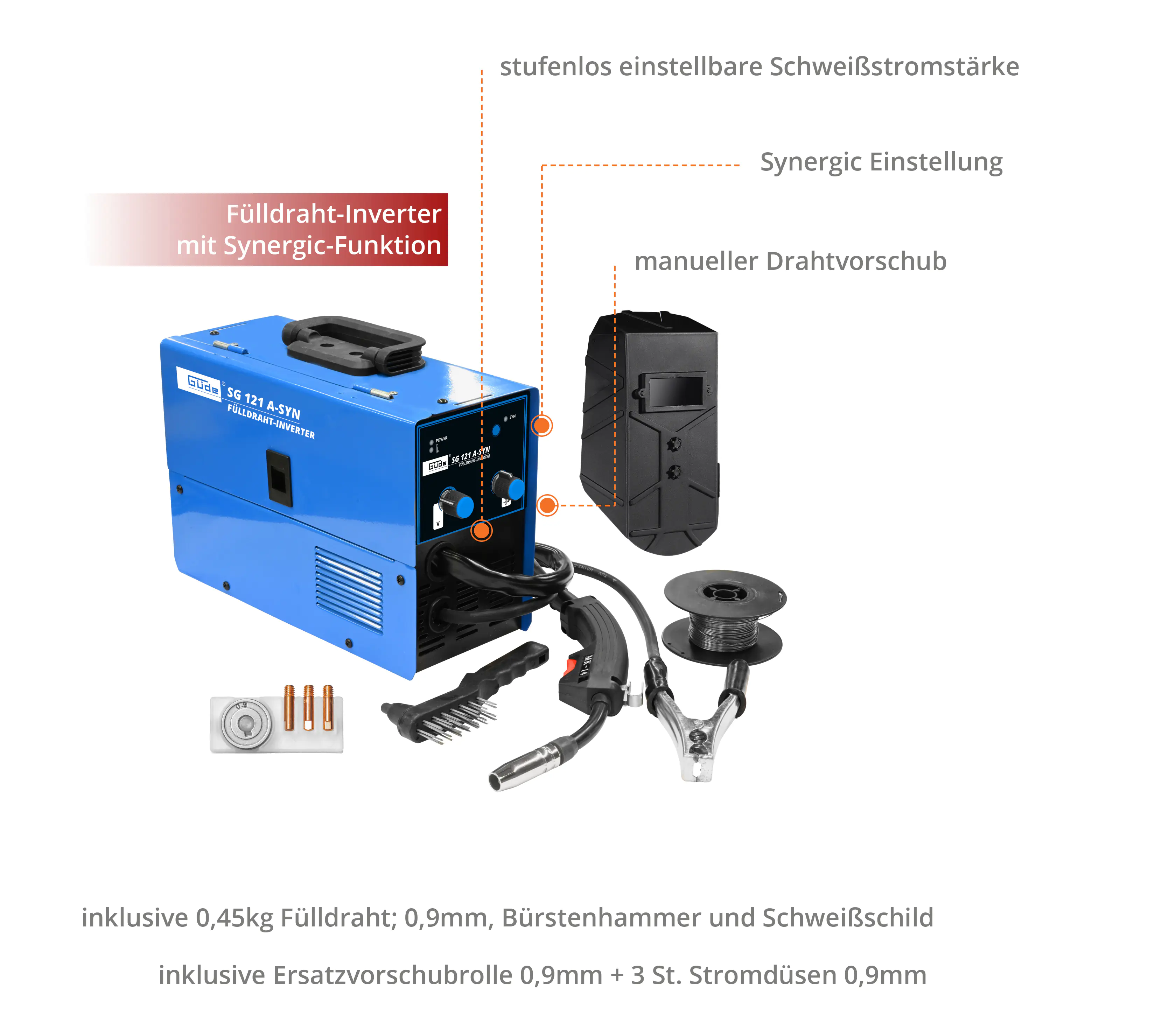 Güde Schweißgerät Fülldraht SG 121 A-SYN 52 W Güde Schweißgerät Fülldraht SG 121 A-SYN 52 W