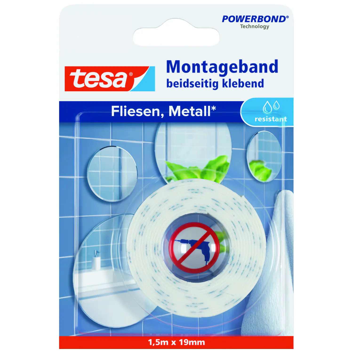 tesa Montageband 1,5 m x 19 mm, weiß